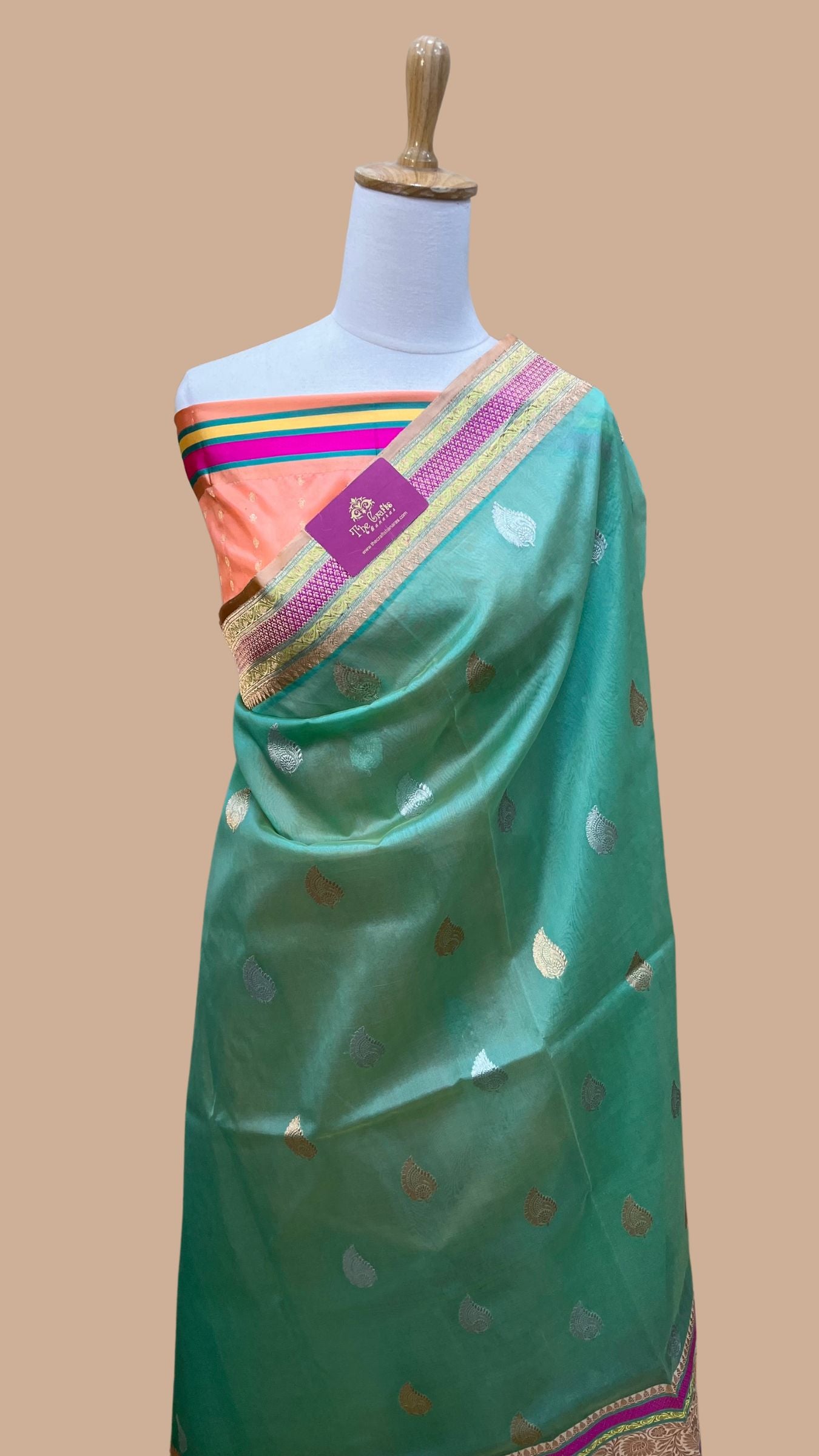 Pure Kora Silk Handloom Banarasi Saree - with sona rupa kadhua motifs