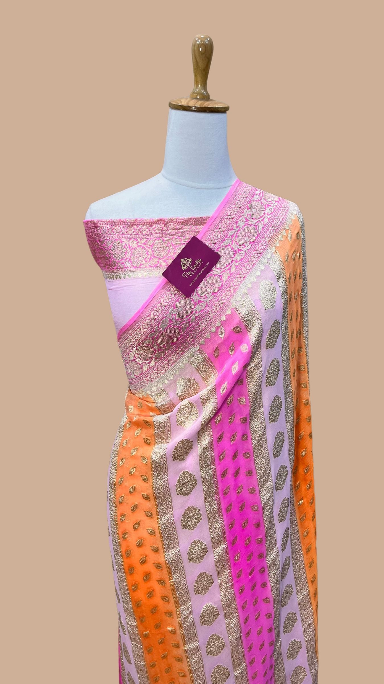 Khaddi Georgette Handloom Banarasi Saree - Water Zari