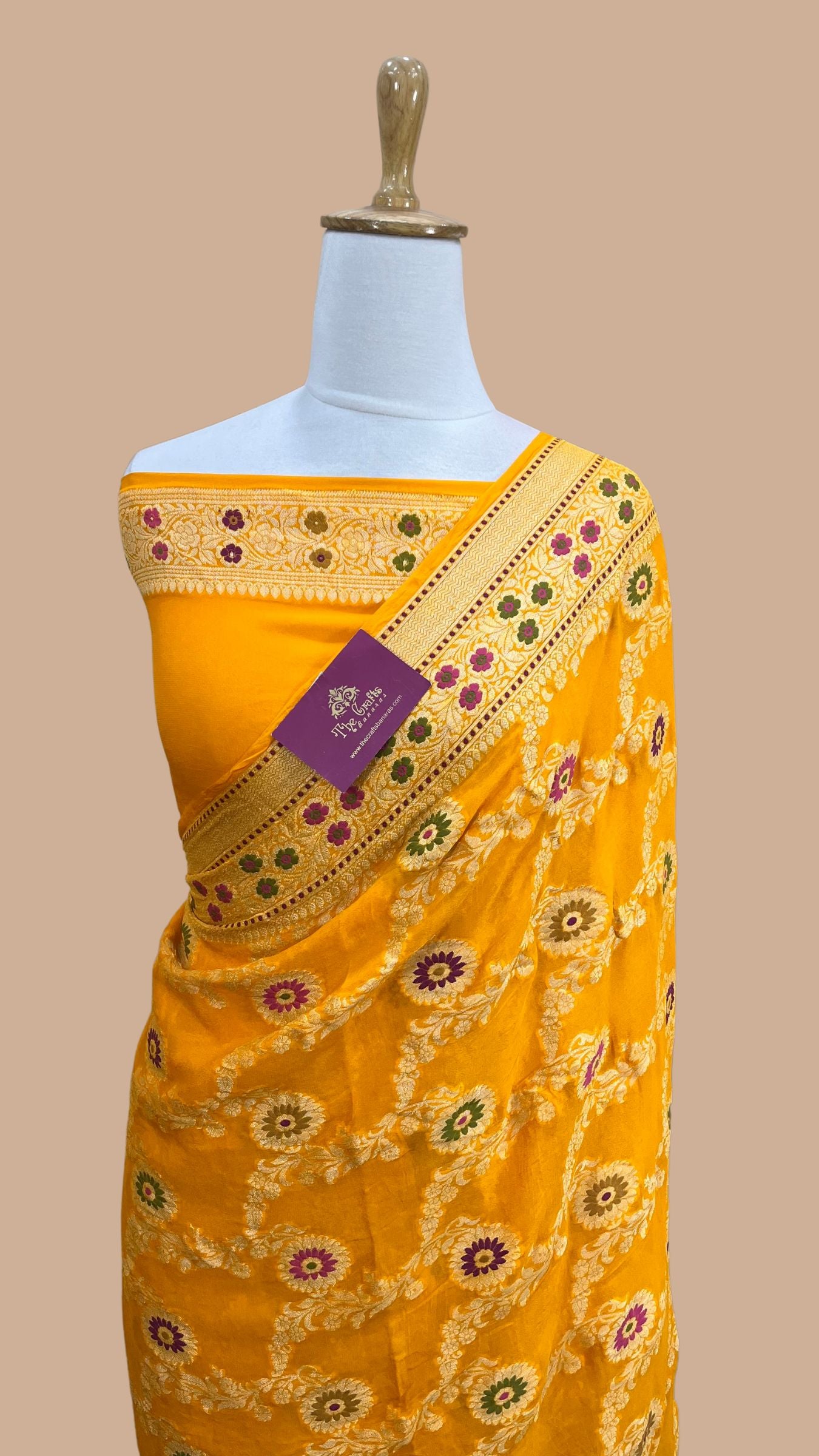 Pure Khaddi Chiffon Banarasi Saree - Meenakari