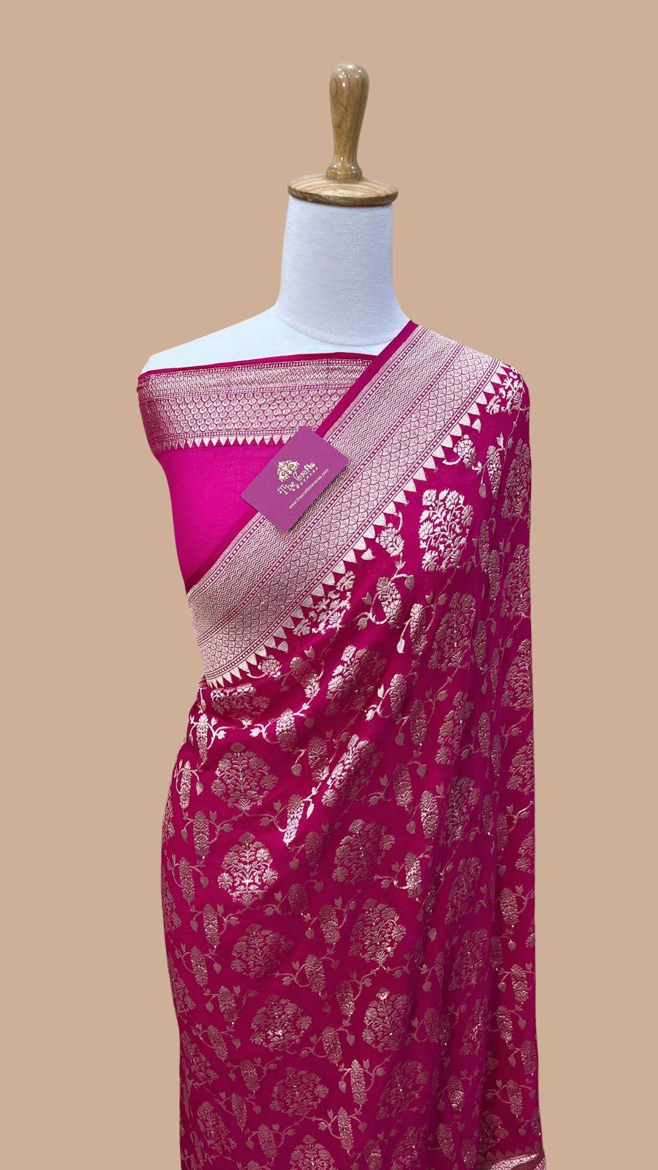 Khaddi Georgette Handloom Banarasi Saree - Water Zari