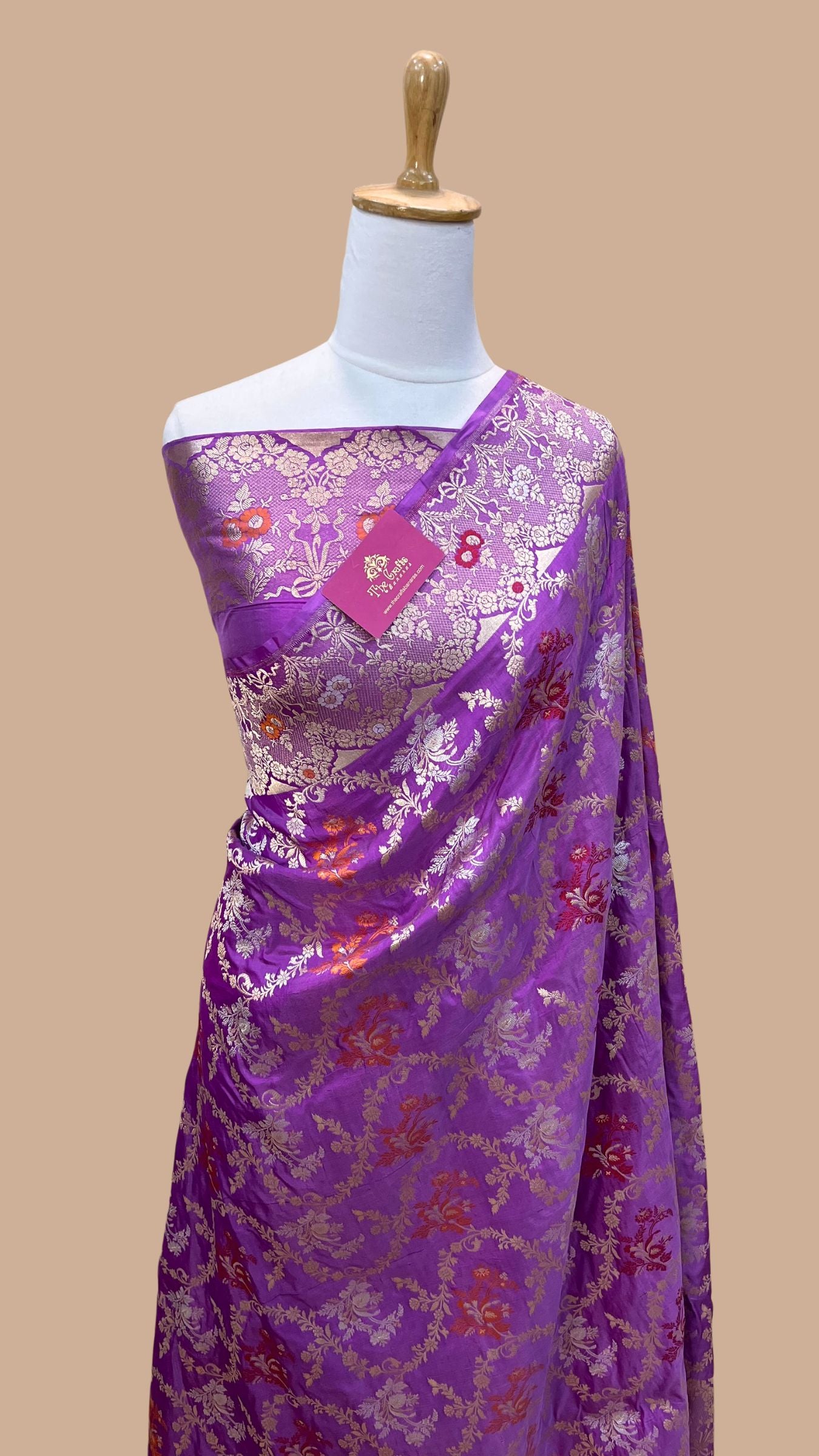 Pure Katan Silk Handloom Banarasi Saree - All over Meenakari Jaal work