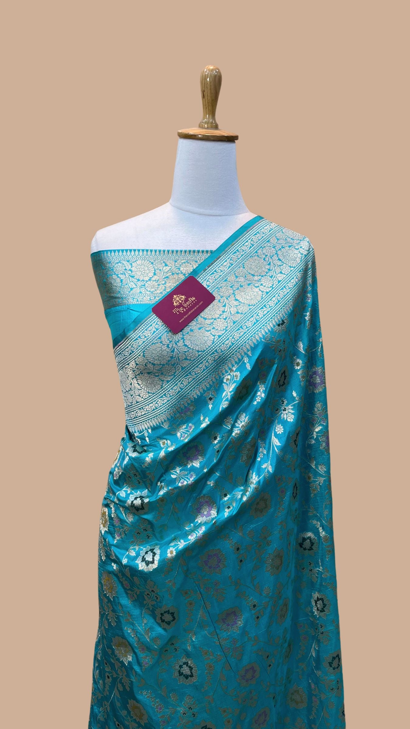 Pure Katan Silk Handloom Banarasi Saree - All over Meenakari Jaal work