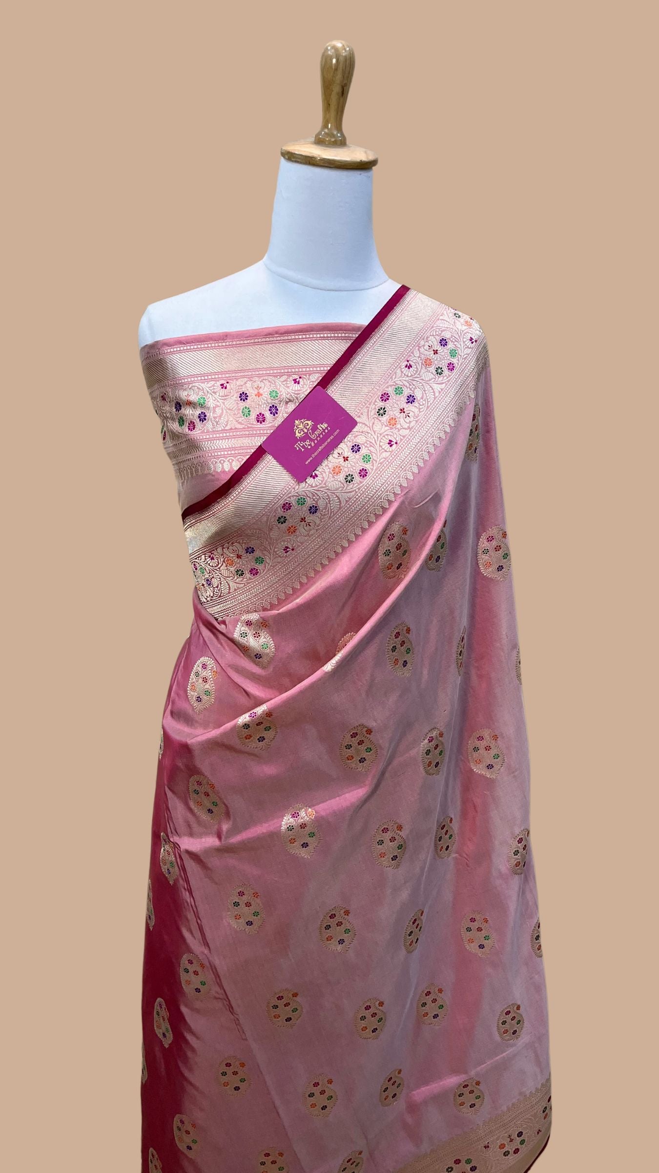 Pure Katan Silk Handloom Banarasi Saree - with kadhua tilfi meenakari motifs