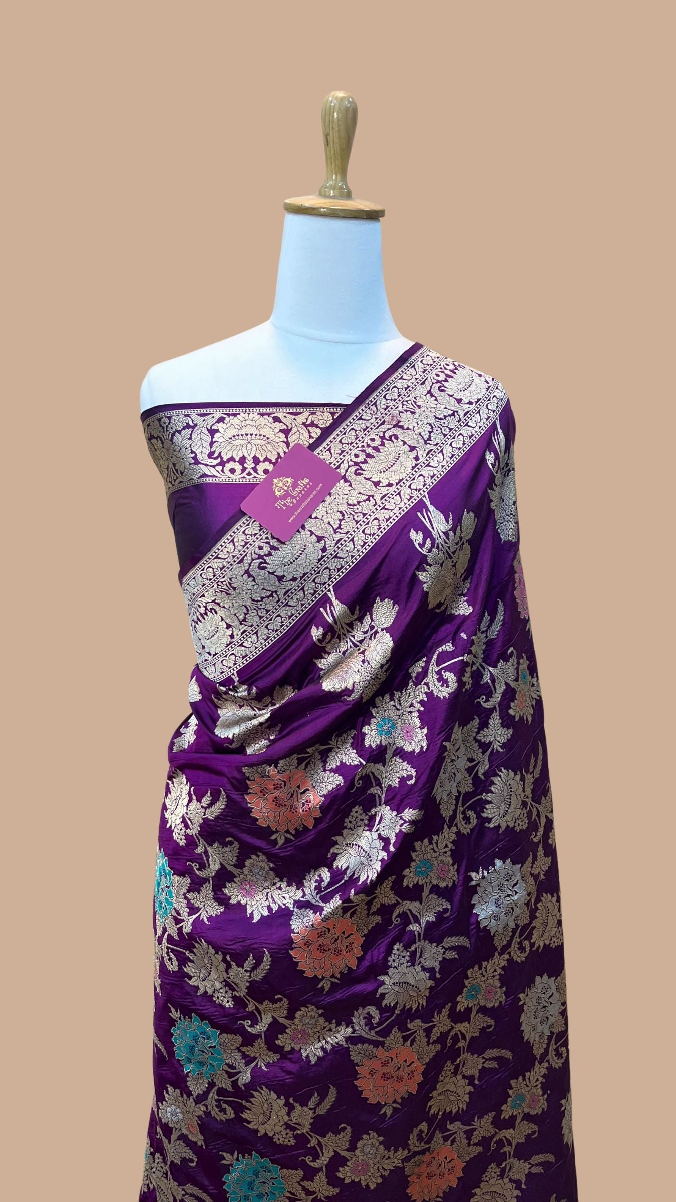 Pure Katan Silk Handloom Banarasi Saree - All over Meenakari Jaal work