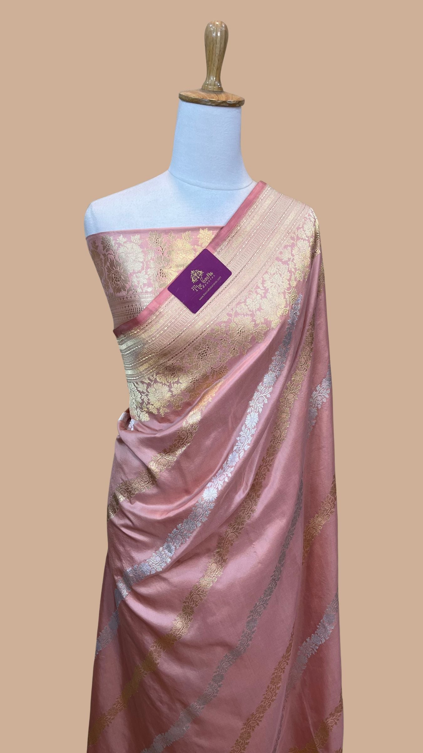 Pure Katan Silk Handloom Banarasi Saree -  Sona roopa with kadhua work