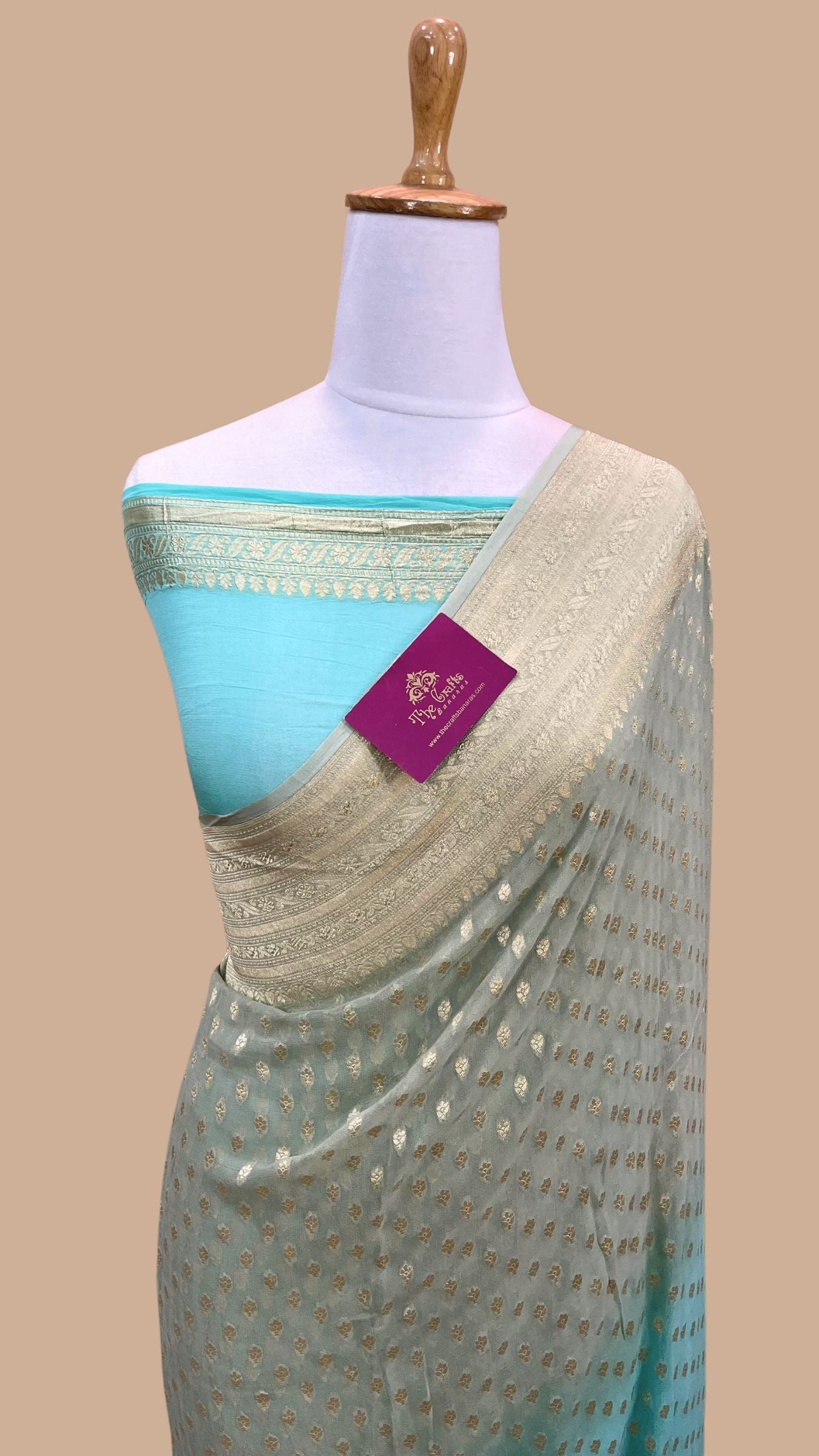 Khaddi Georgette Handloom Banarasi Saree