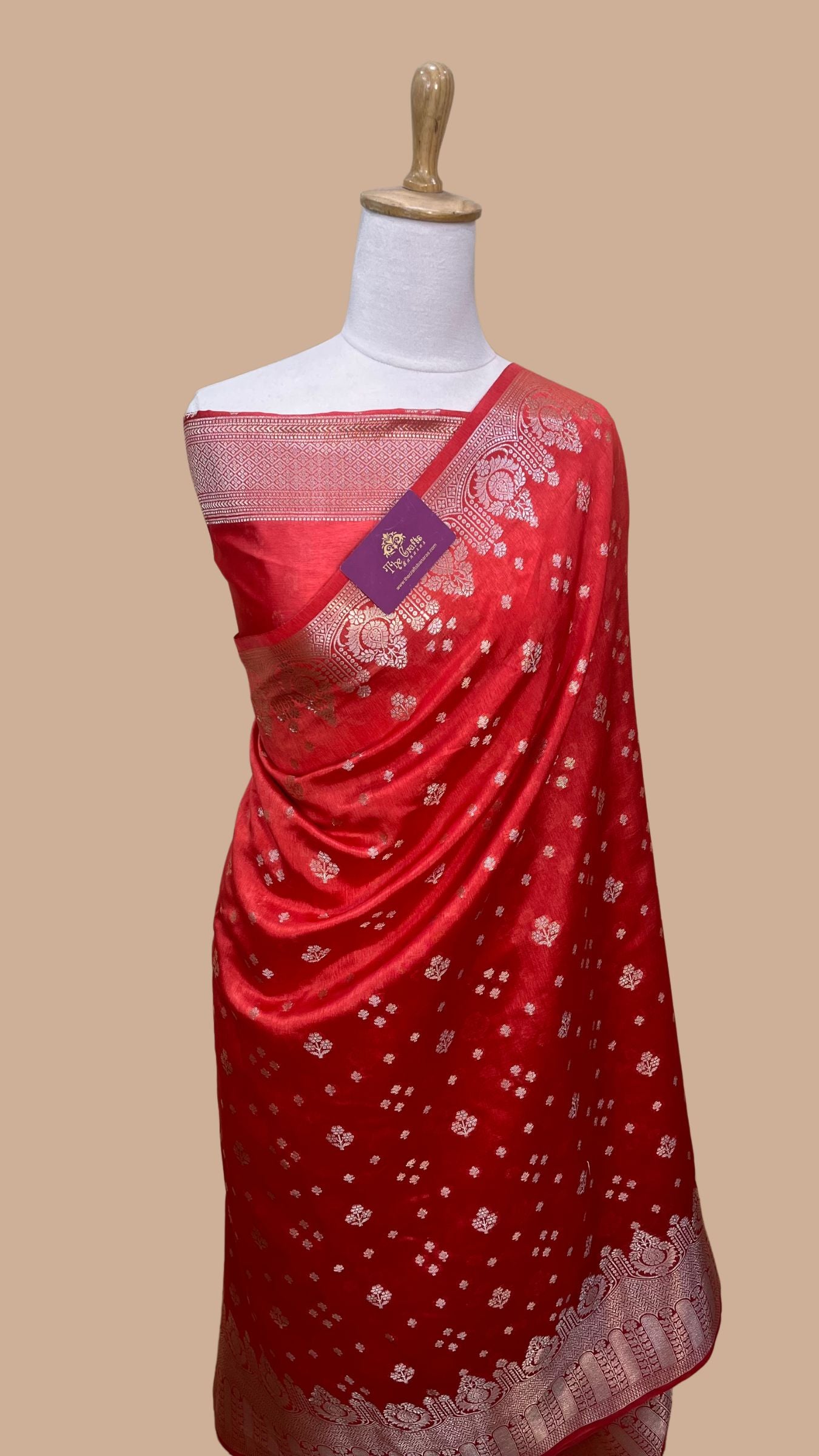 Orange Pure Chiniya Silk Banarasi Saree