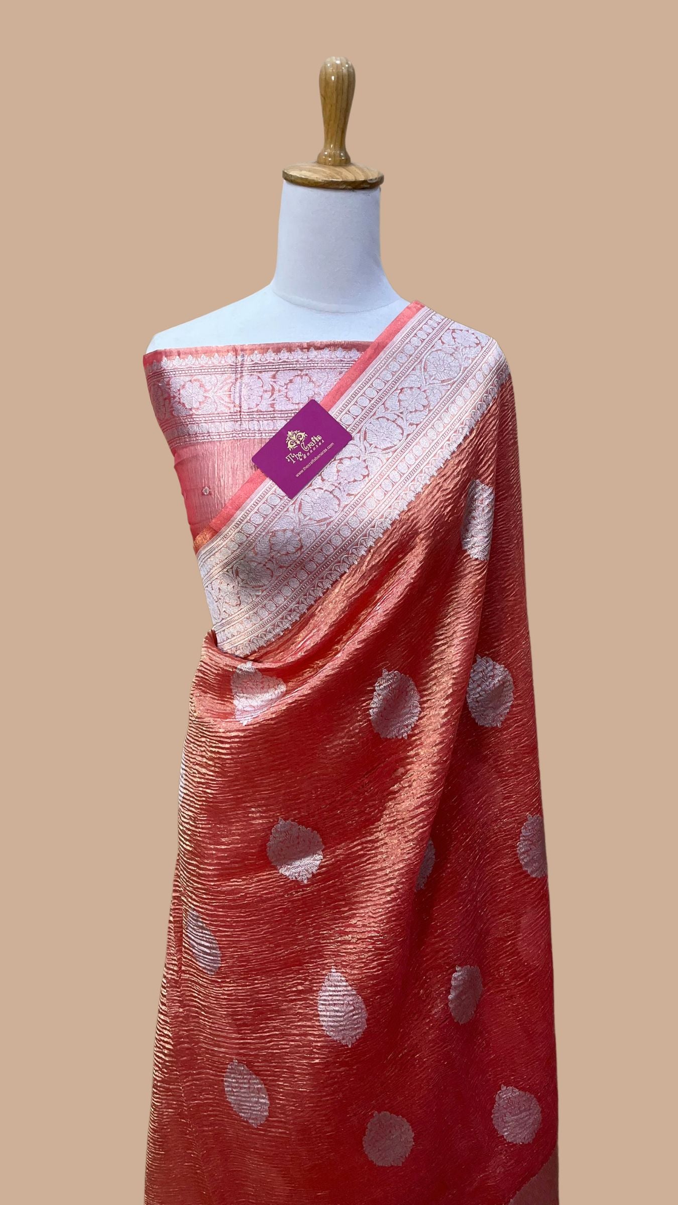 Pure Crush Tissue Silk Handloom  Banarasi Saree