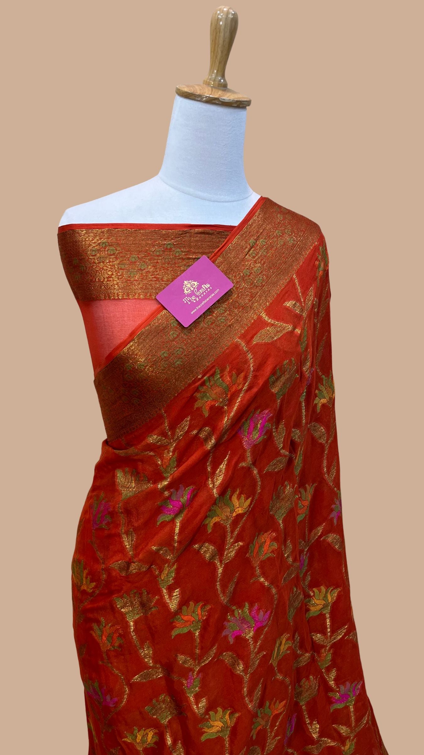 Pure Khaddi Chiffon Banarasi Saree