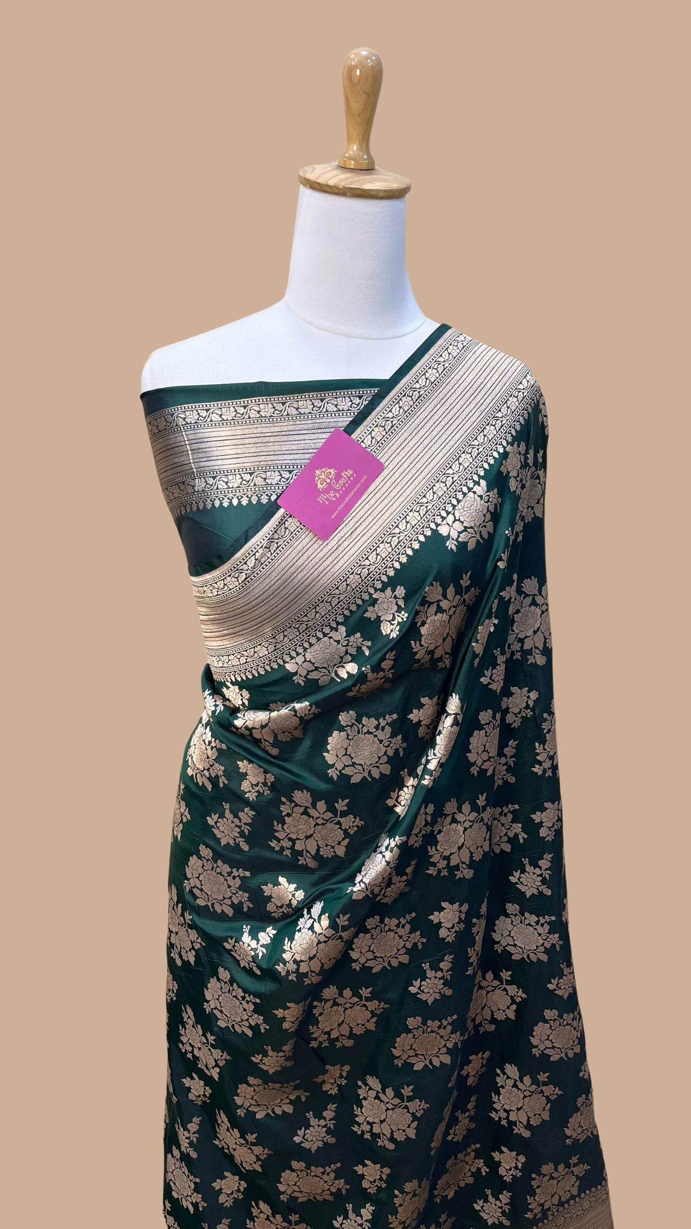 Pure Katan Silk Handloom Banarasi Saree - Jaal work