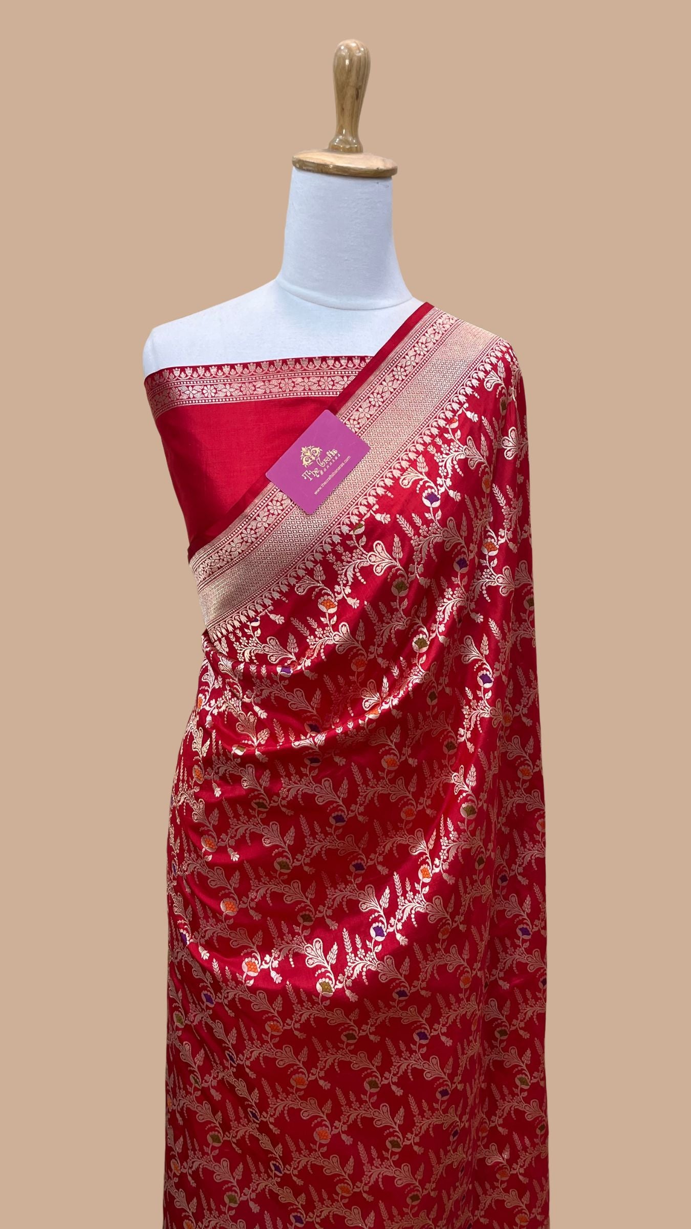 Pure Katan Silk Handloom Banarasi Saree - All over Meenakari Jaal work