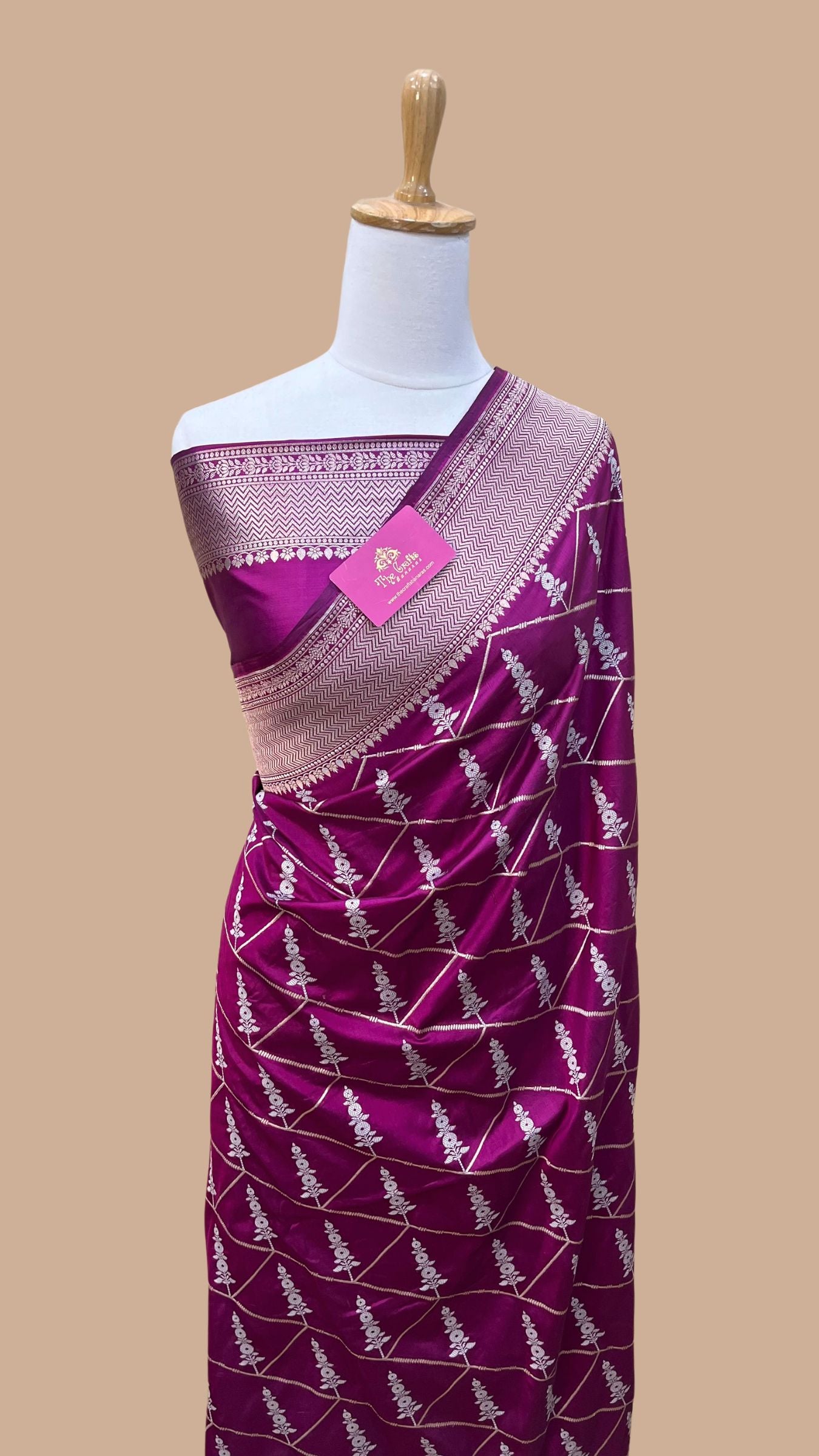 Pure Katan Silk Handloom Banarasi Saree - All over Sona Roopa Jaal work