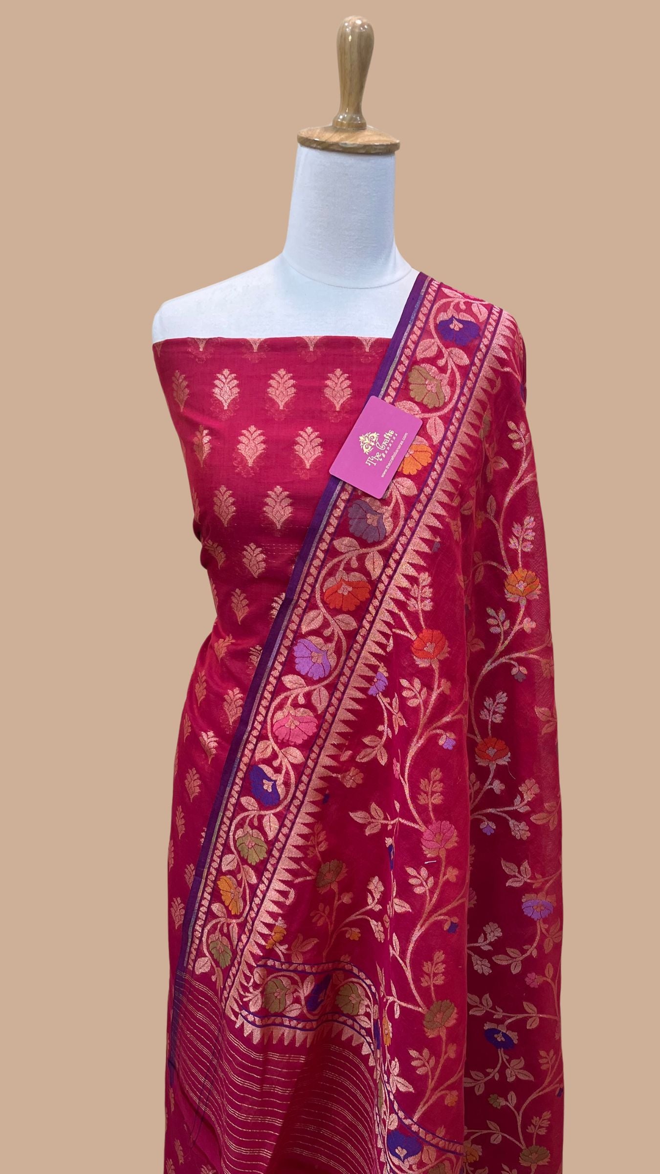 Pure Ektara Cotton Jamdani Banarasi Dress Material
