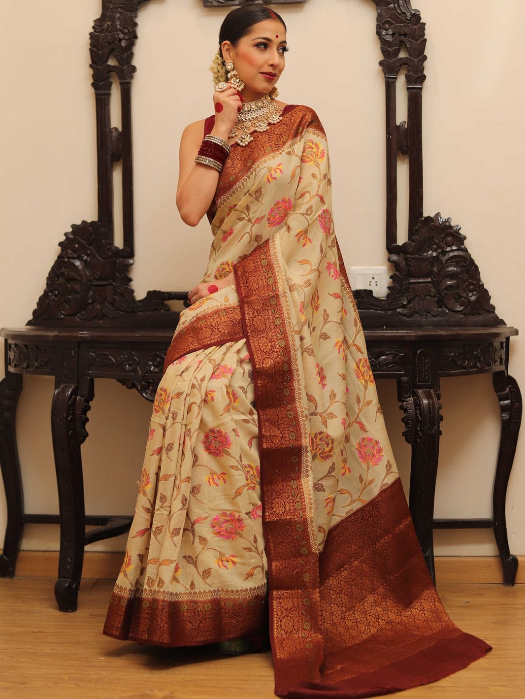 Pure Khaddi Chiffon Banarasi Saree