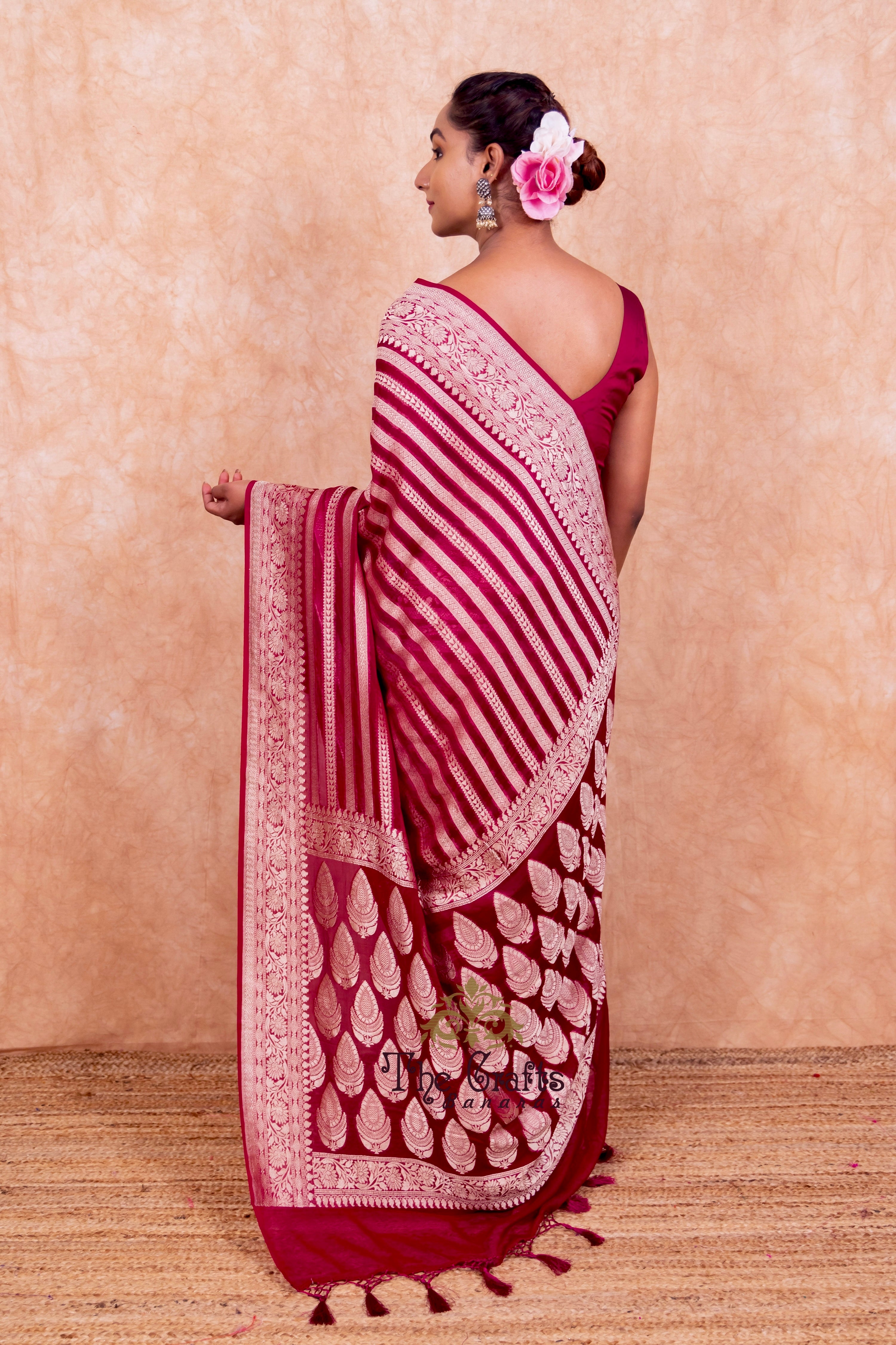 Khaddi Georgette Banarasi Saree - Water Zari