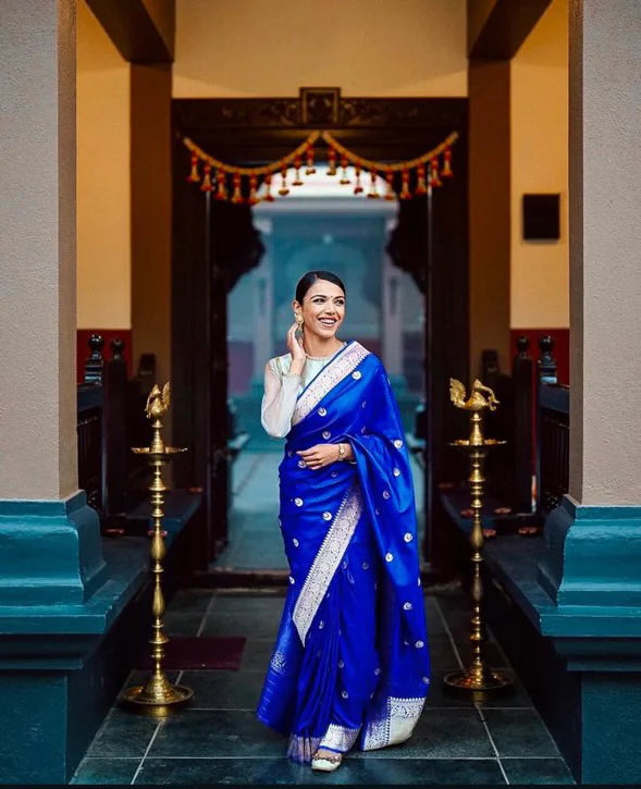 Shriya Pligaonkar In Pure Katan Silk Handloom Banarasi Saree - Chand Tara Motifs