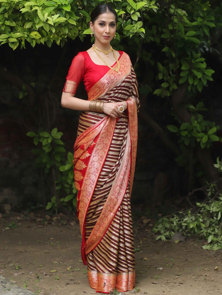 Pure Khaddi Chiffon Banarasi Saree