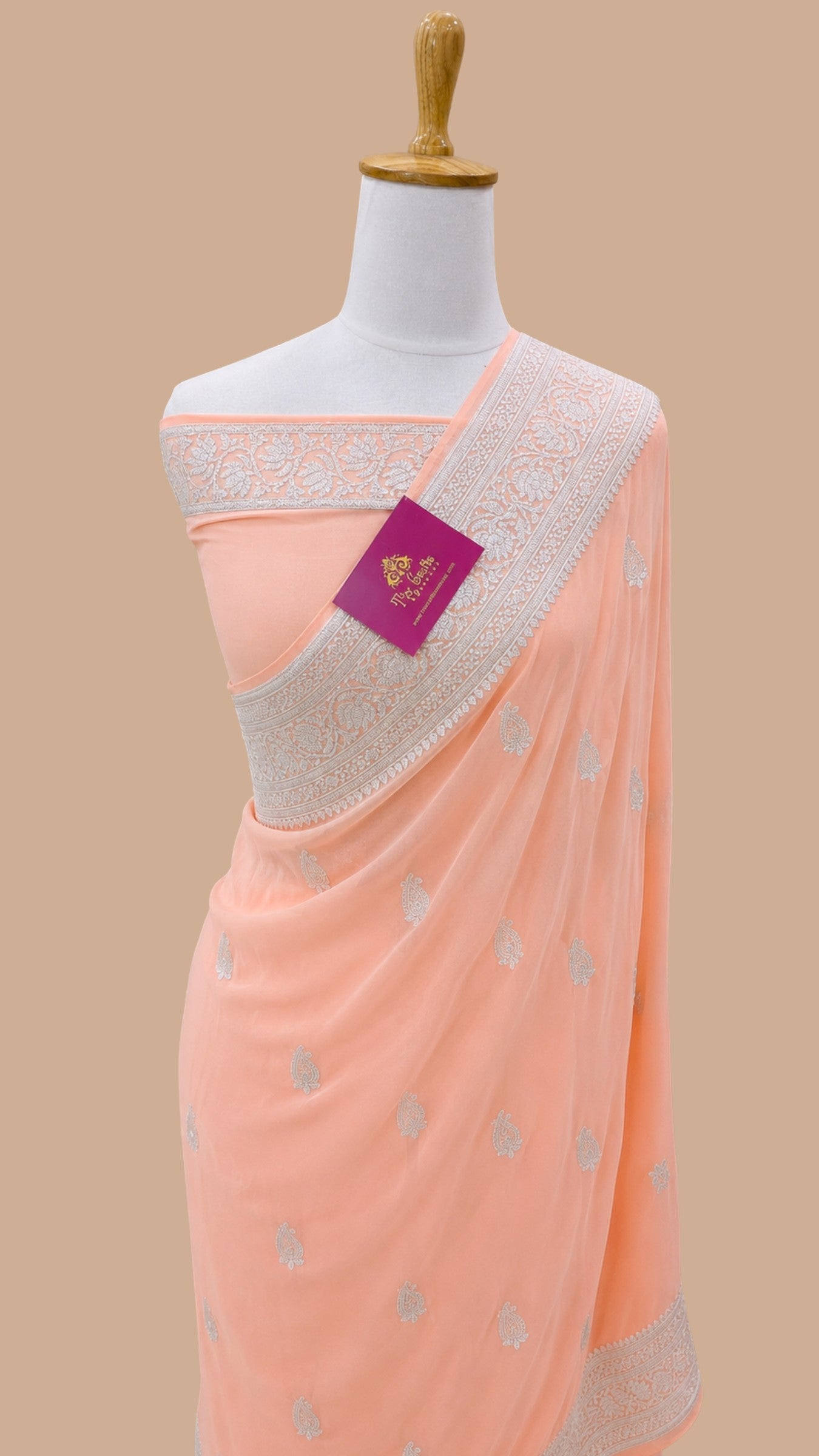 Pure Georgette Banarasi Saree - Silver Zari