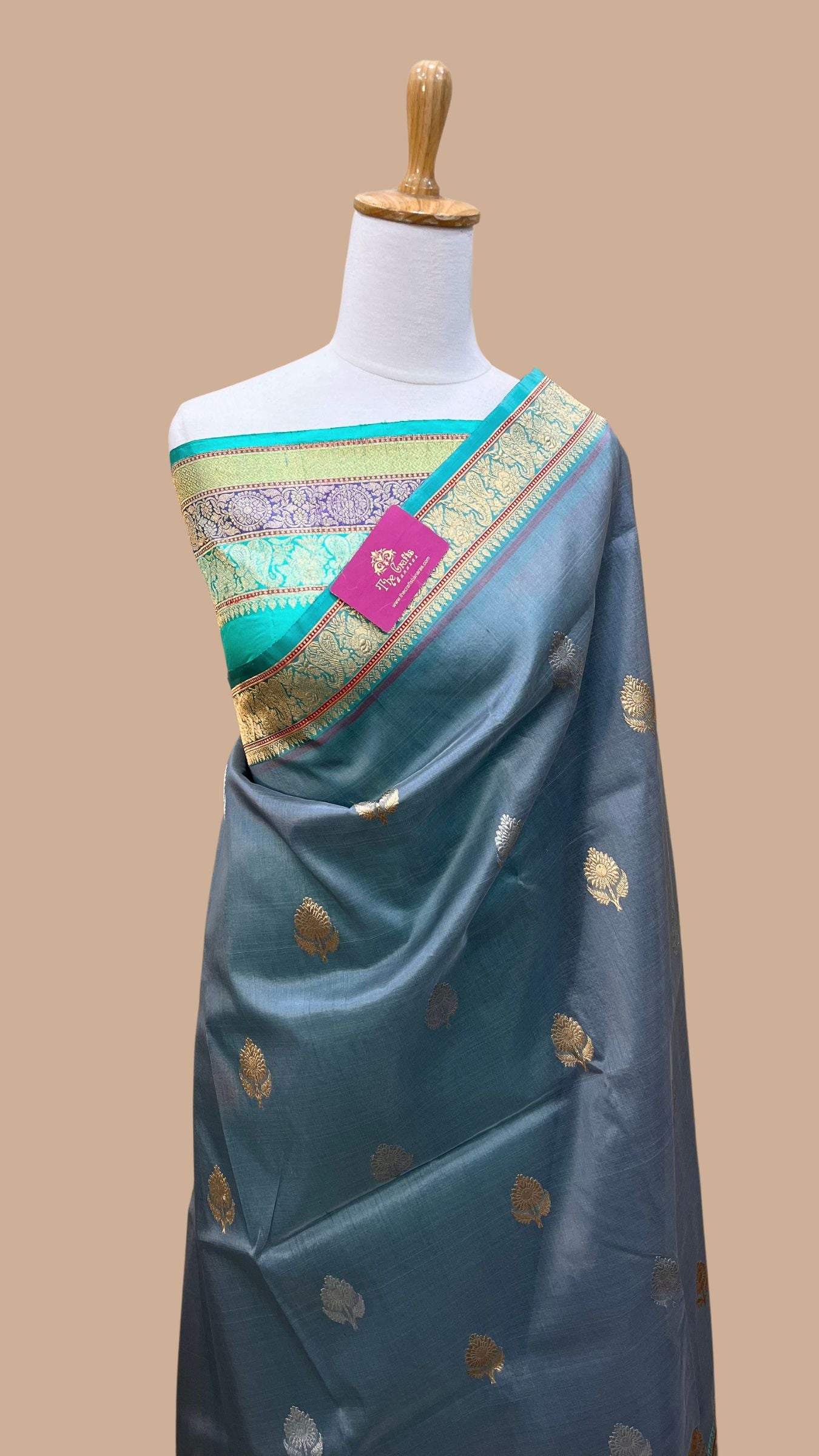 Pure Kora Silk Handloom Banarasi Saree - with sona rupa kadhua motifs