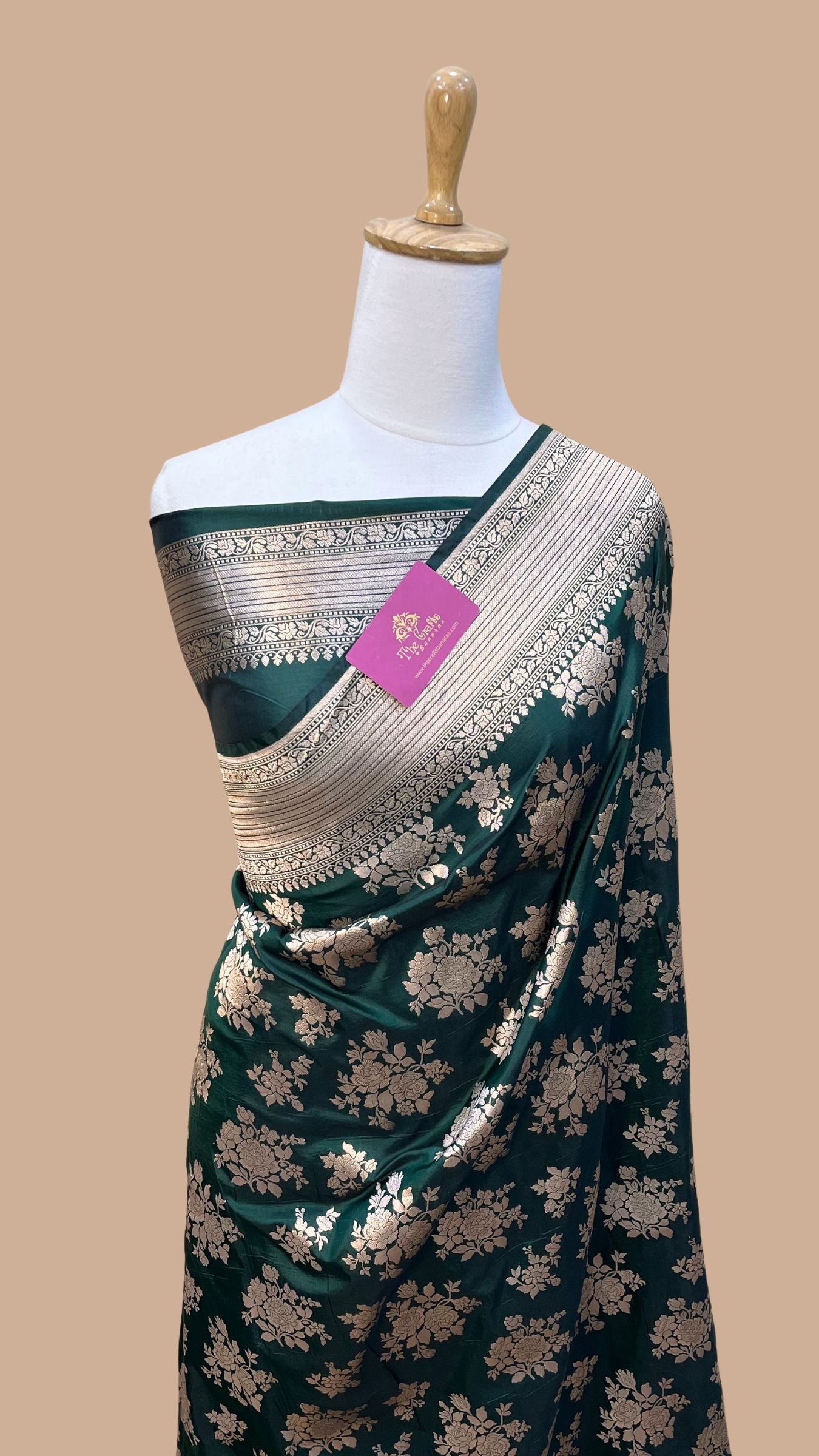 Pure Katan Silk Handloom Banarasi Saree - Jaal work