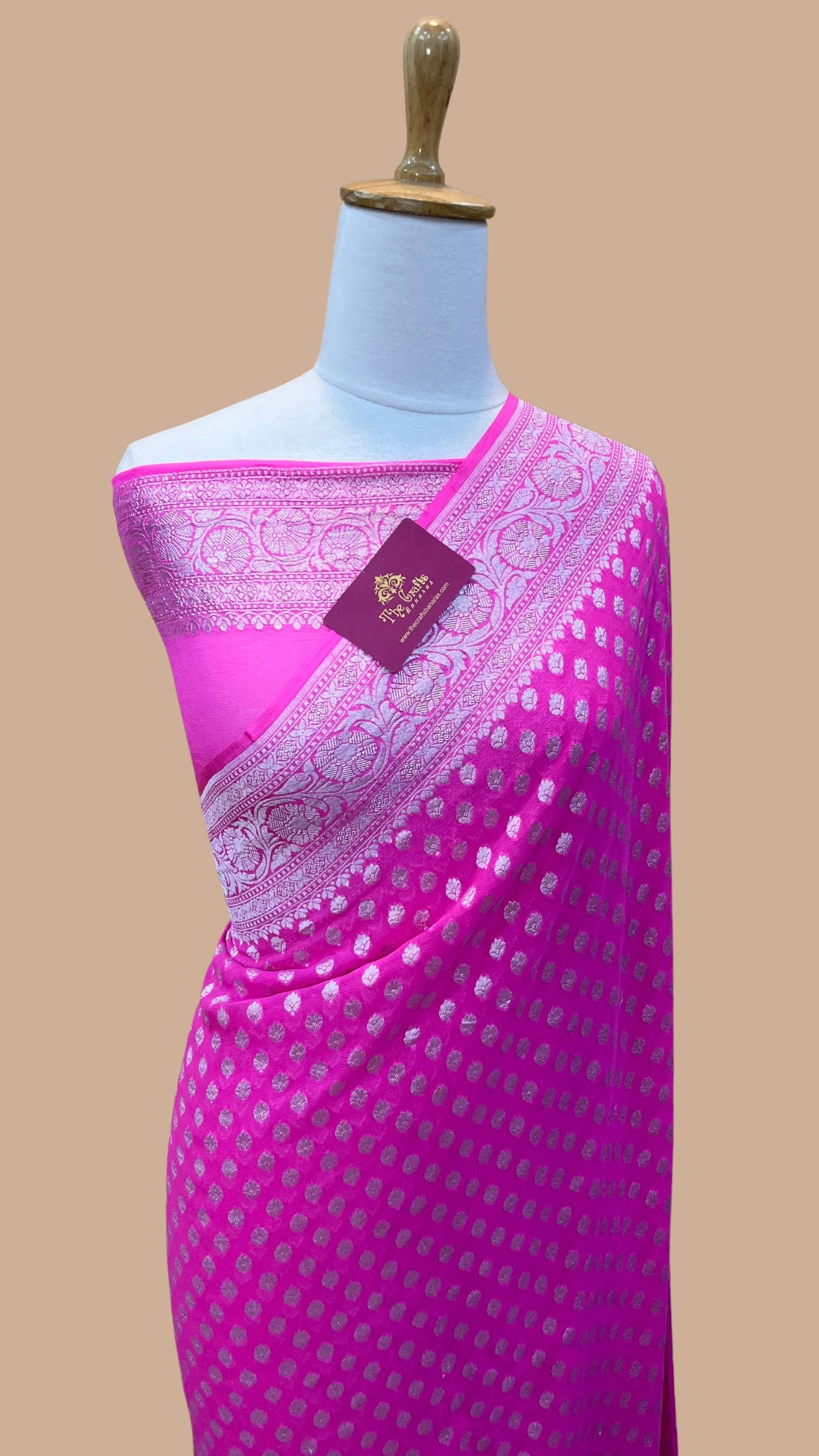 Pure Georgette Banarasi Saree - Silver Zari