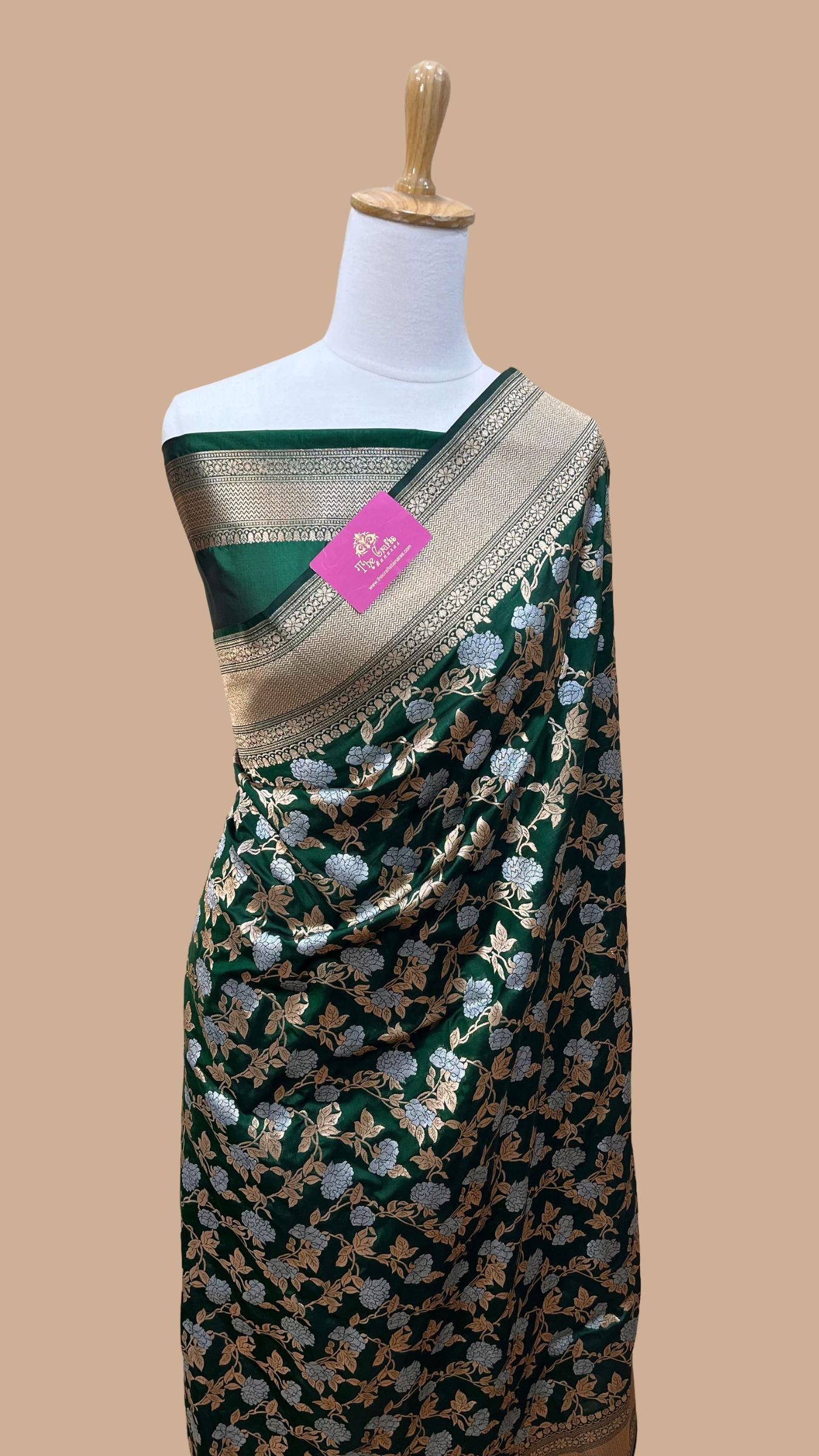 Pure Katan Silk Handloom Banarasi Saree - All over Sona Roopa Jaal work