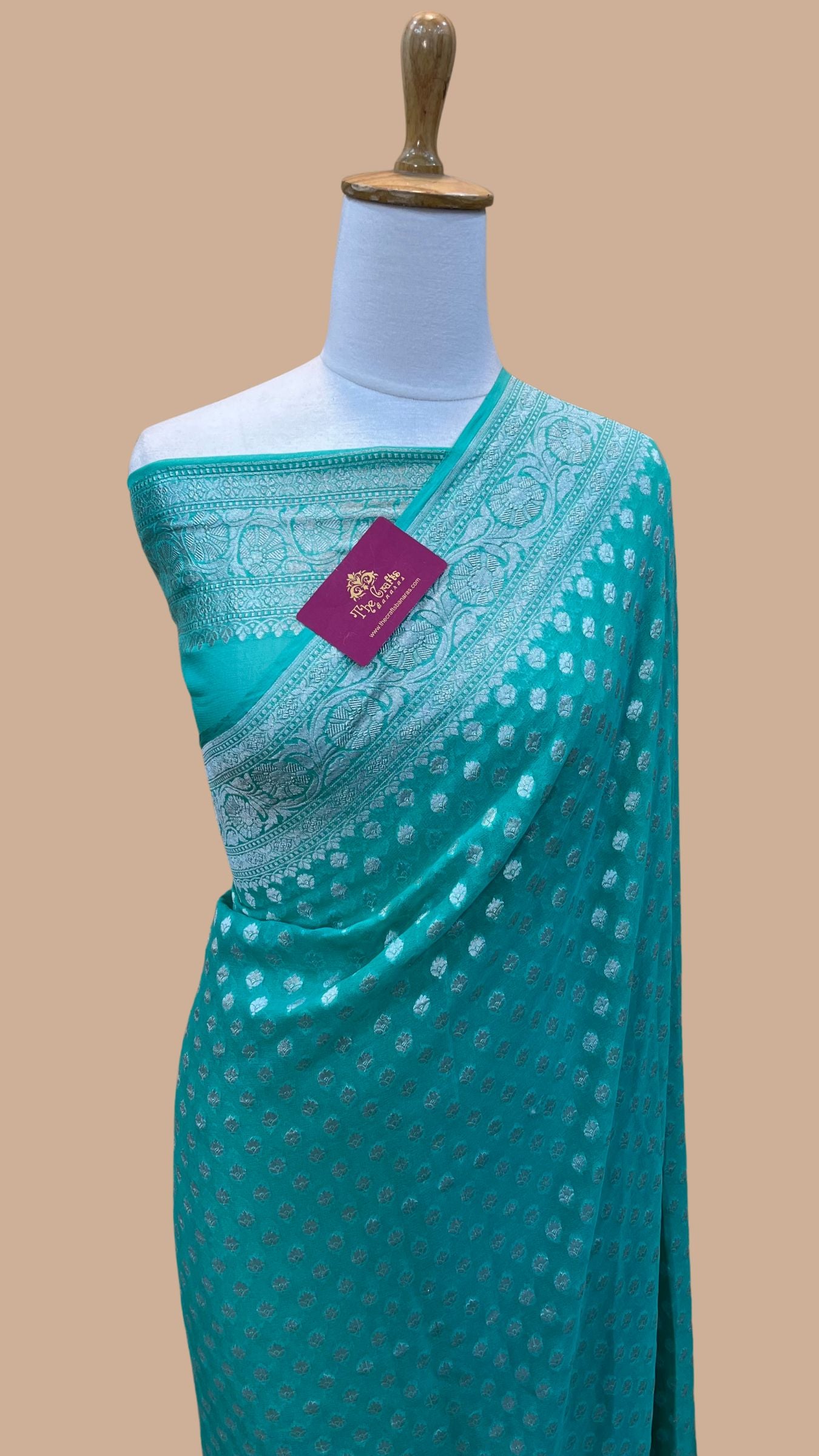 Pure Georgette Banarasi Saree - Silver Zari