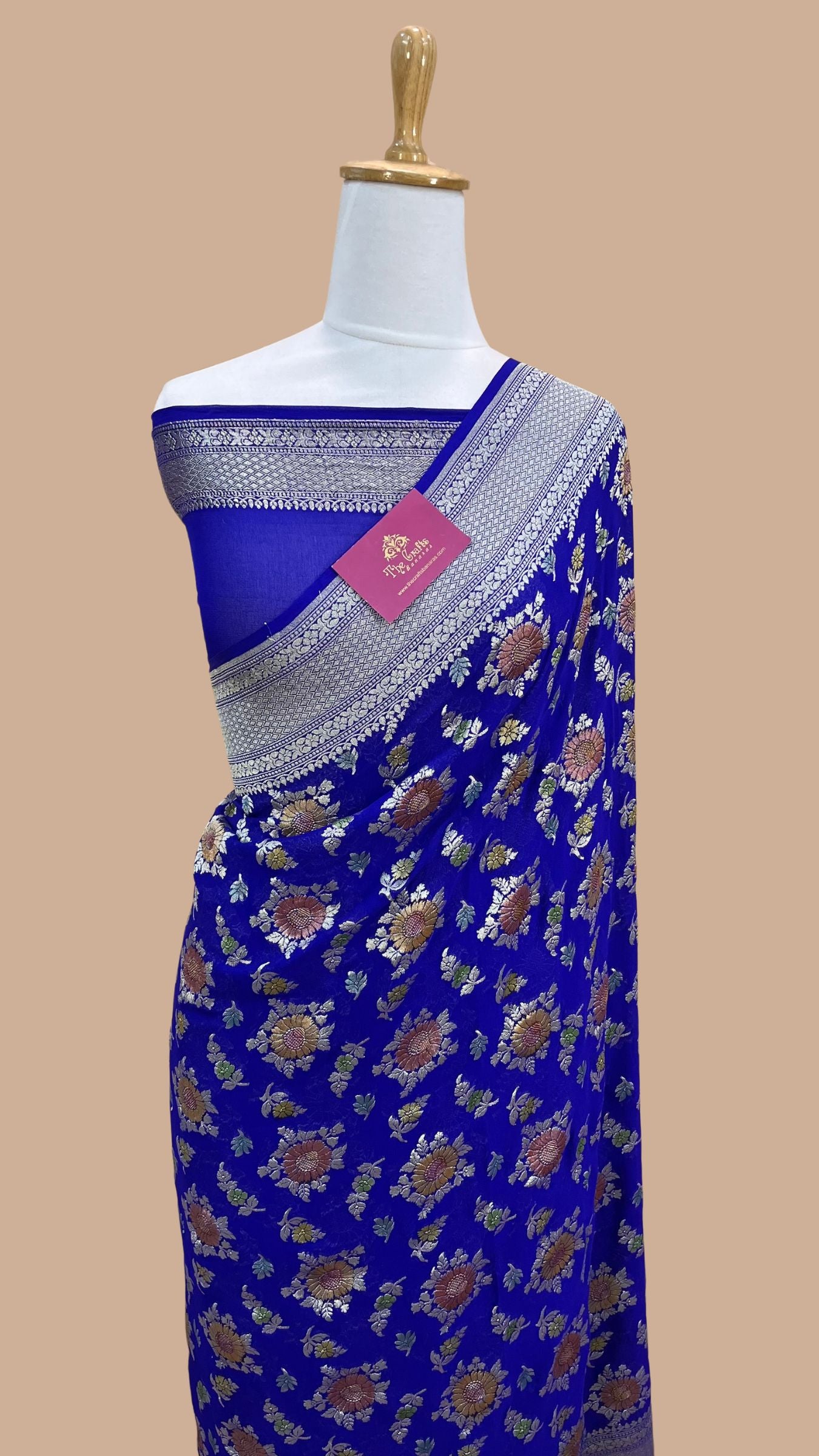 Khaddi Georgette Handloom Banarasi Saree - Water Zari