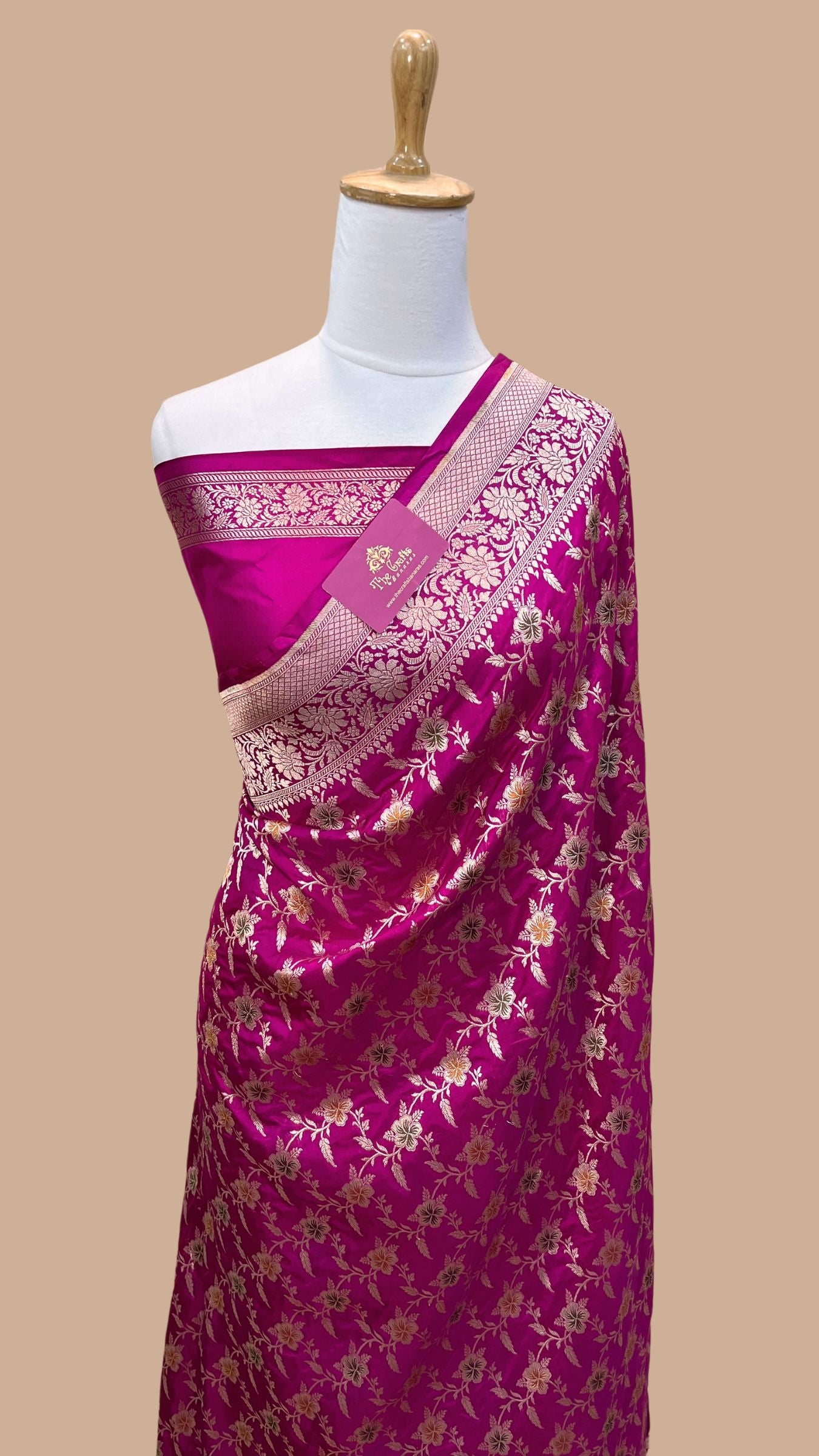 Pure Katan Silk Handloom Banarasi Saree - All over Meenakari Jaal work