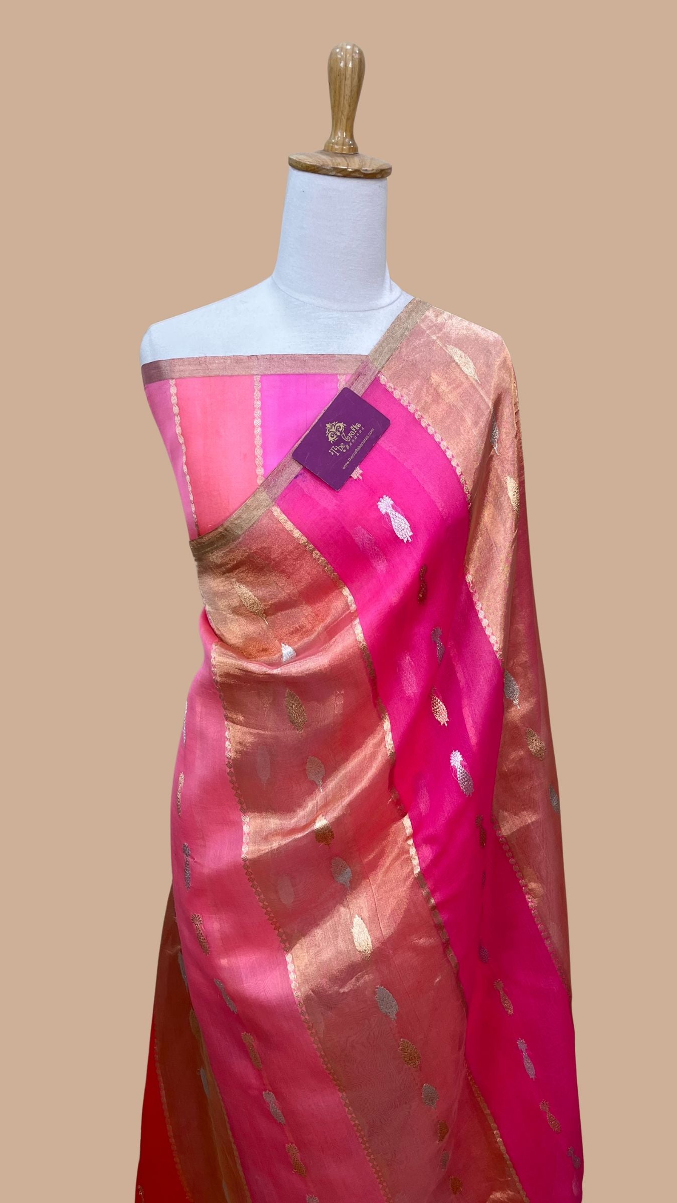 Rangkat Pure Kora Tissue Silk Handloom Banarasi Saree- Kadhua Motifs