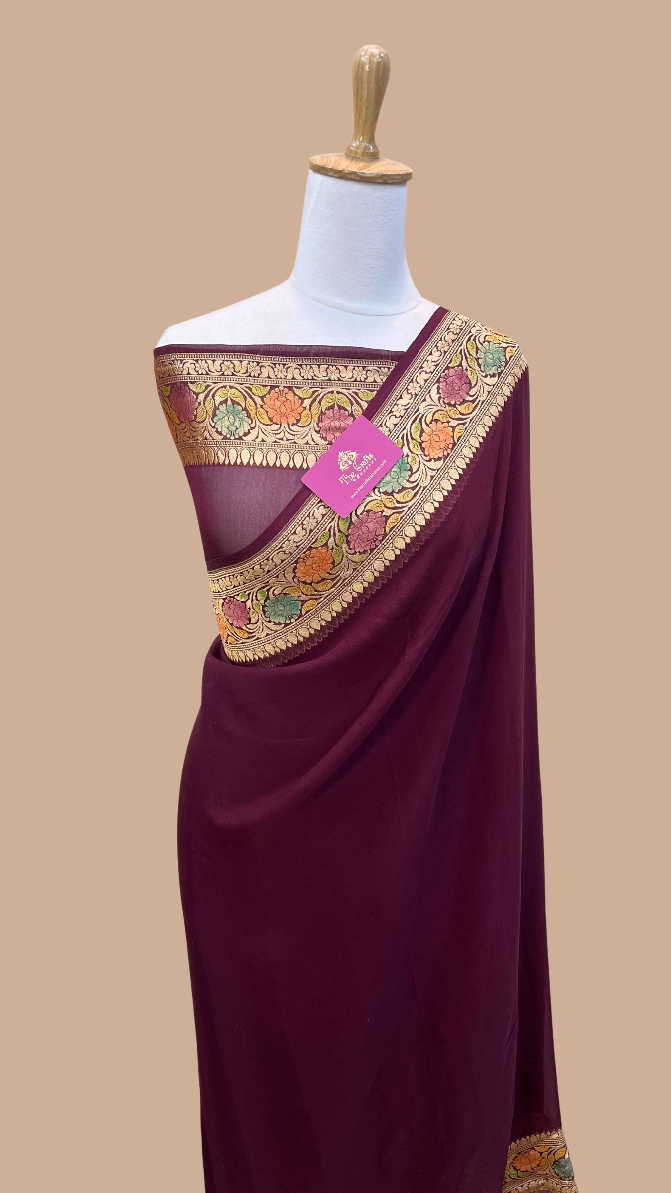 Khaddi Georgette Handloom Banarasi Saree - Water Zari