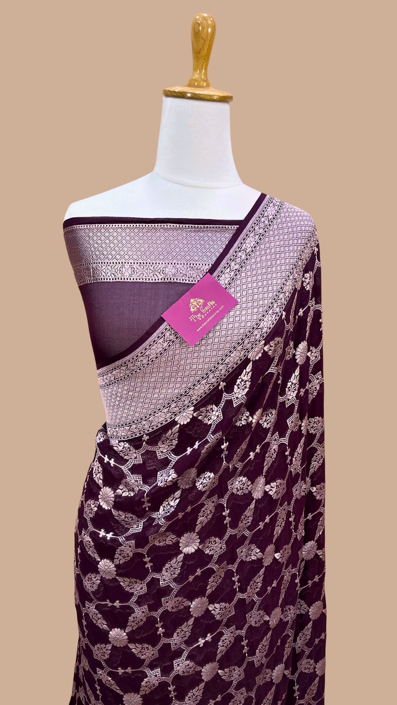 Pure Georgette Banarasi Saree - Silver Zari