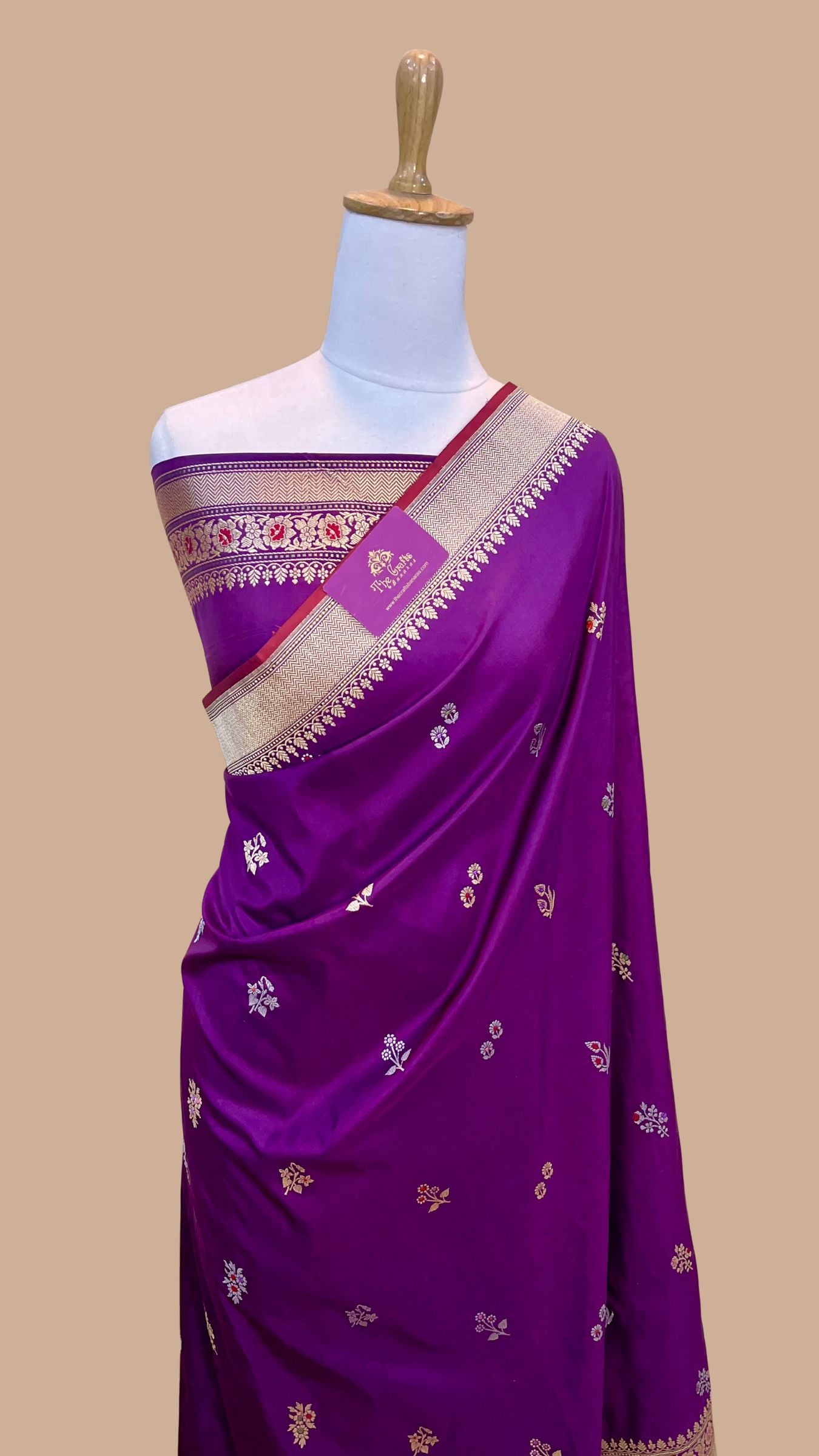 Pure Katan Silk Handloom Banarasi Saree -  Sona roopa with kadhua work