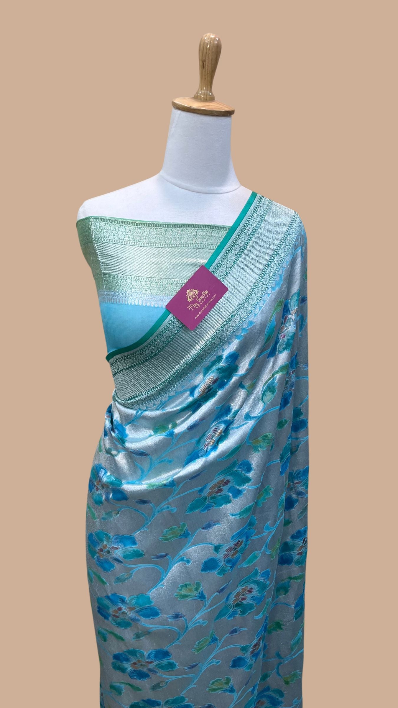 Pure Georgette Banarasi Saree - Silver Zari