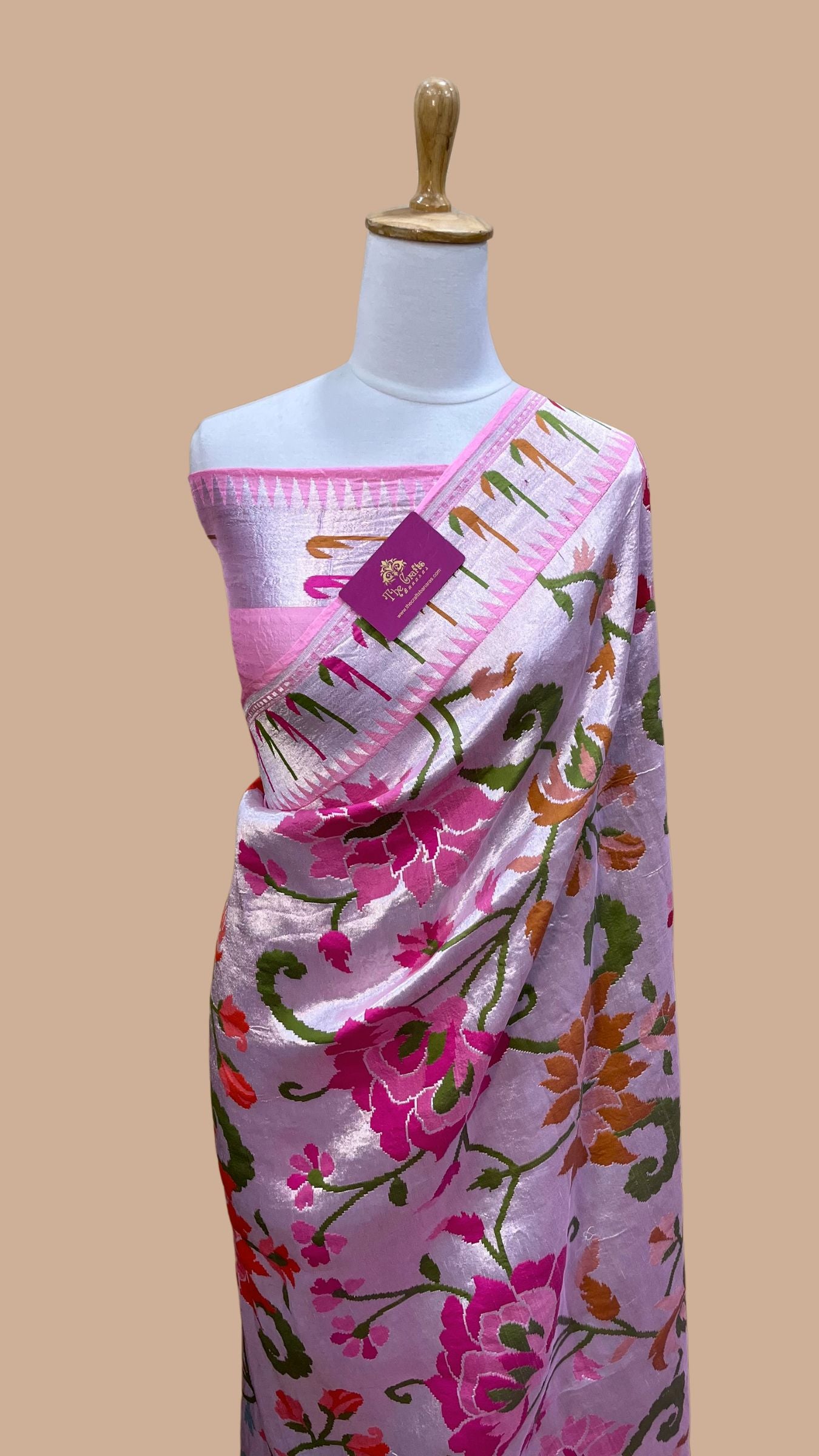 Pure Tussar Georgette Handloom Banarasi Saree - Brocade