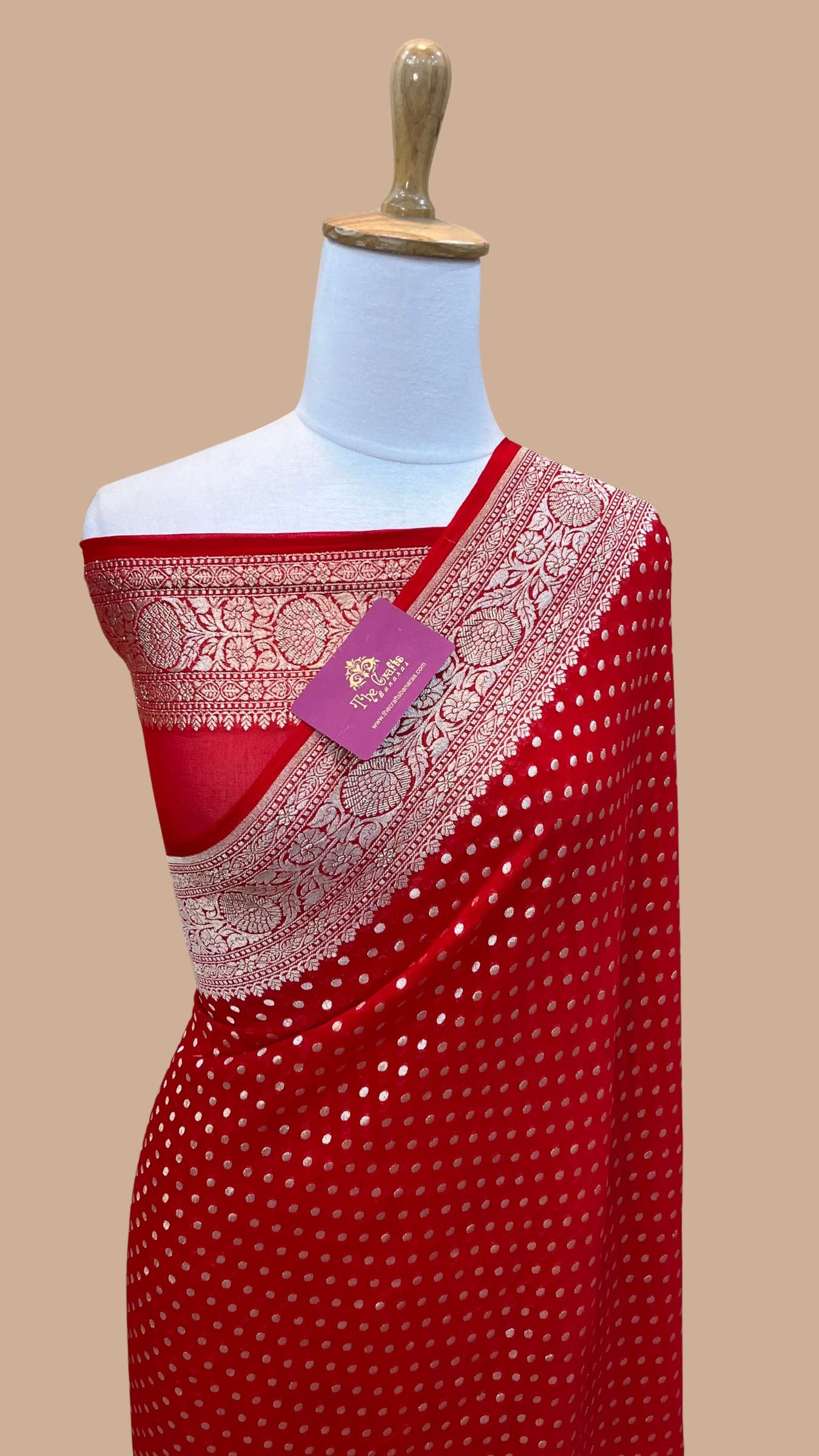 Khaddi Georgette Handloom Banarasi Saree - Water Zari