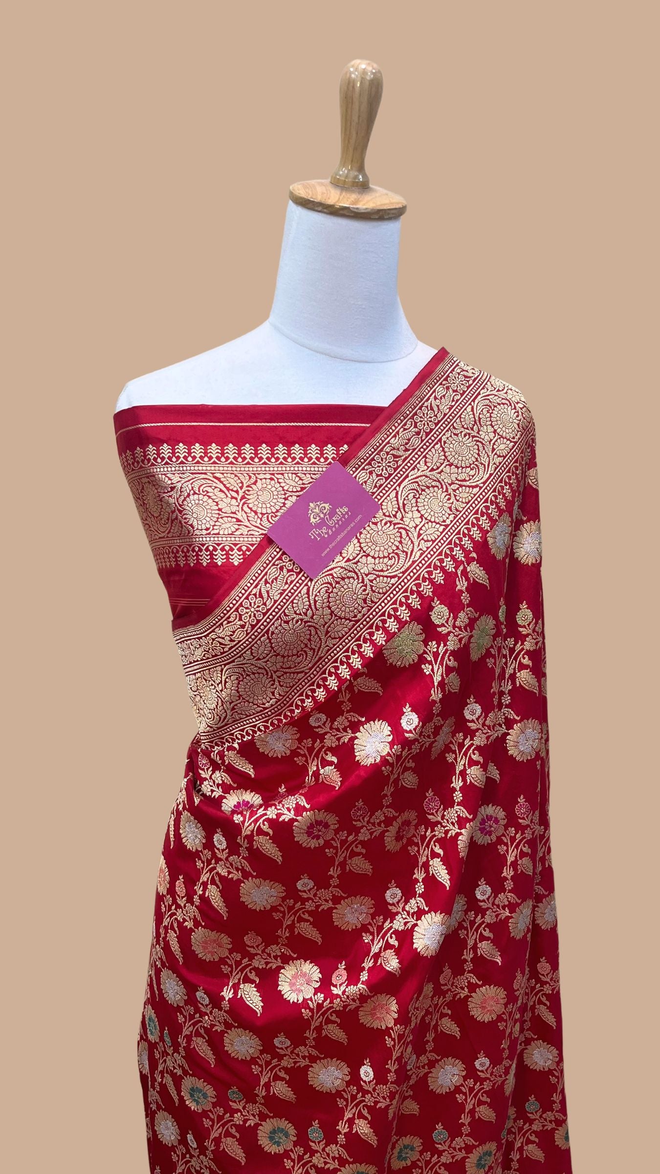 Pure Katan Silk Handloom Banarasi Saree - All Over Kadiyal Jaal Work