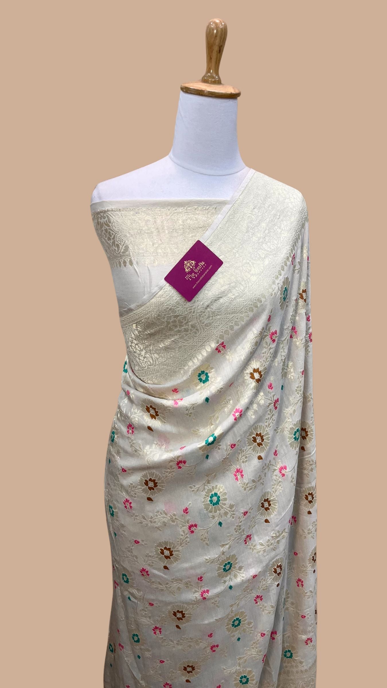 Pure Munga Silk Handloom Banarasi Saree - Meenakari