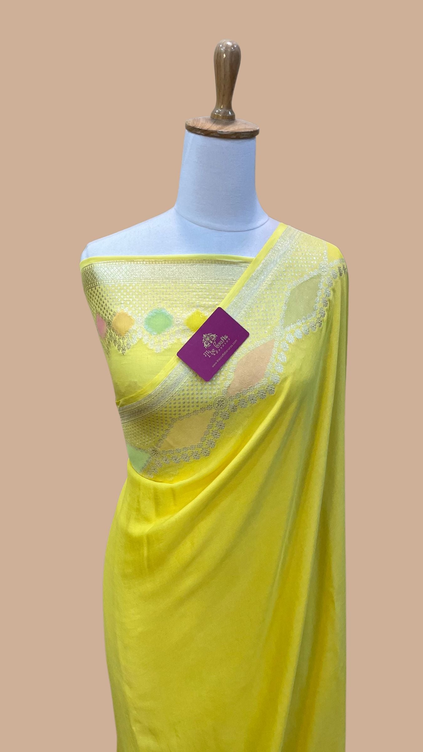 Khaddi Georgette Handloom Banarasi Saree - Water Zari