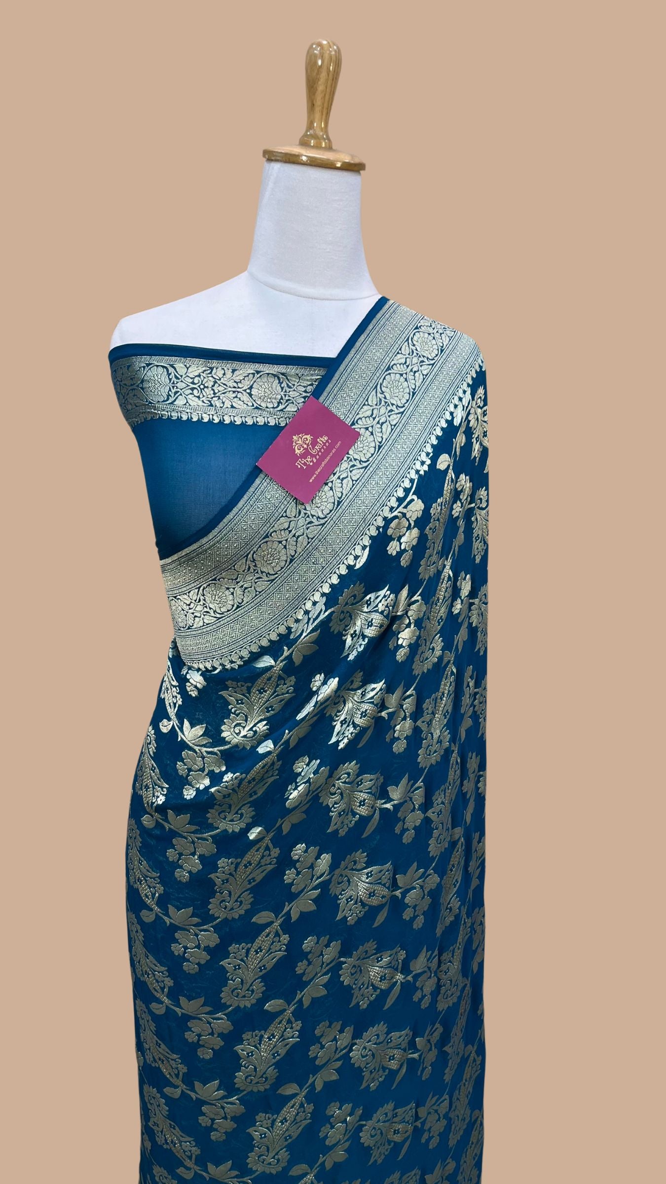 Khaddi Georgette Banarasi Saree - Water Zari