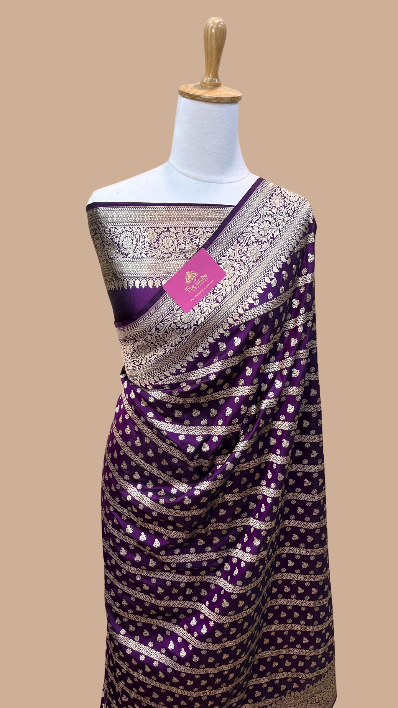 Pure Katan Silk Handloom Banarasi Saree - Stripes