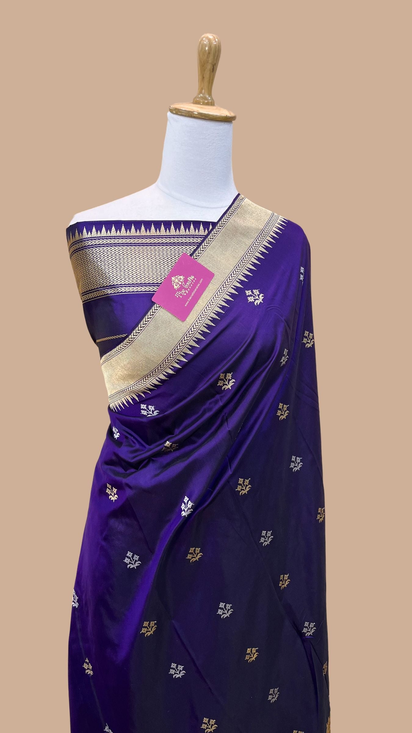 Purple Pure Katan Silk Handloom Banarasi Saree - With Sona Rupa Kadhua Motifs