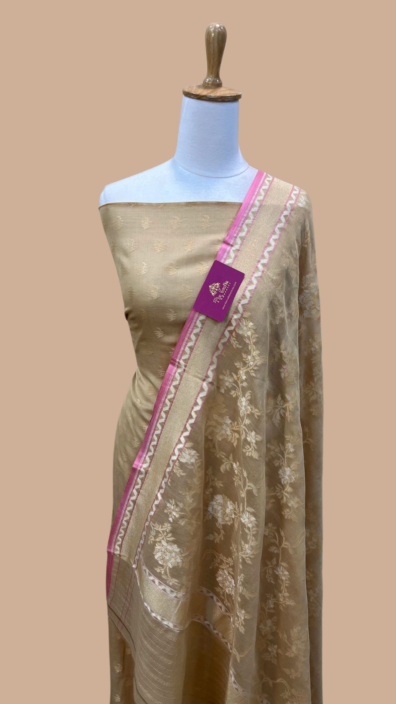 Pure Ektara Cotton Jamdani Banarasi Dress Material