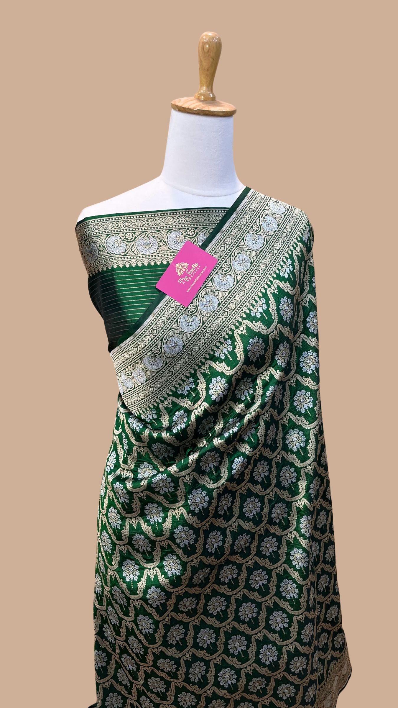 Pure Katan Silk Handloom Banarasi Saree - All over Sona Roopa Jaal work