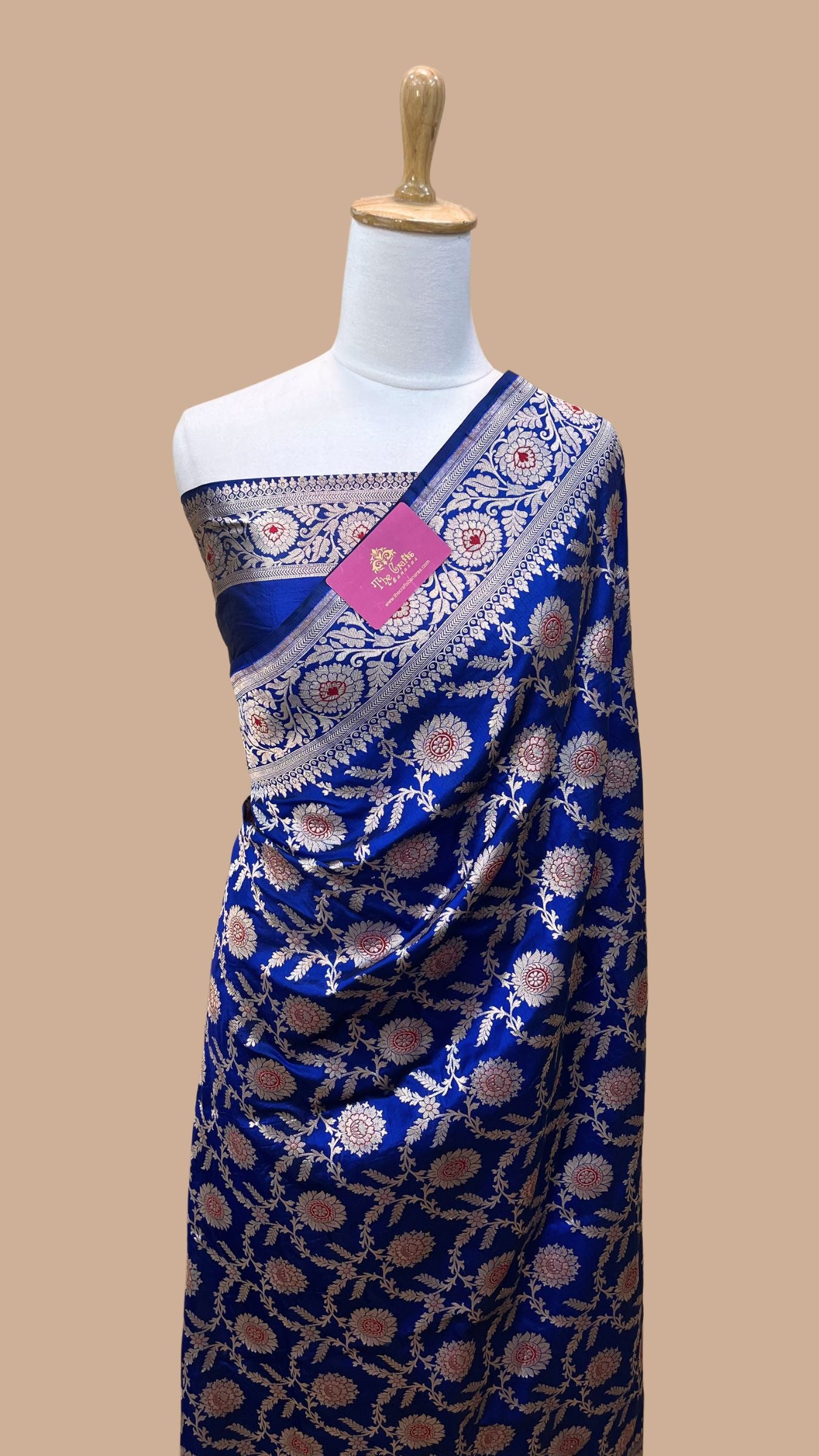 Pure Katan Silk Handloom Banarasi Saree - Jaal Work With Meenakari