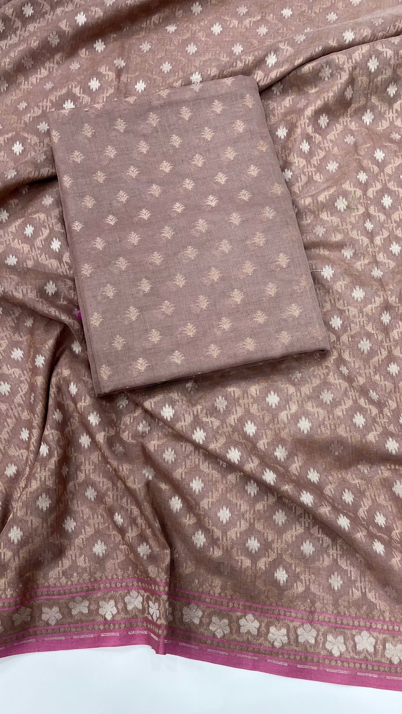 Pure Ektara Cotton Jamdani Banarasi Dress Material