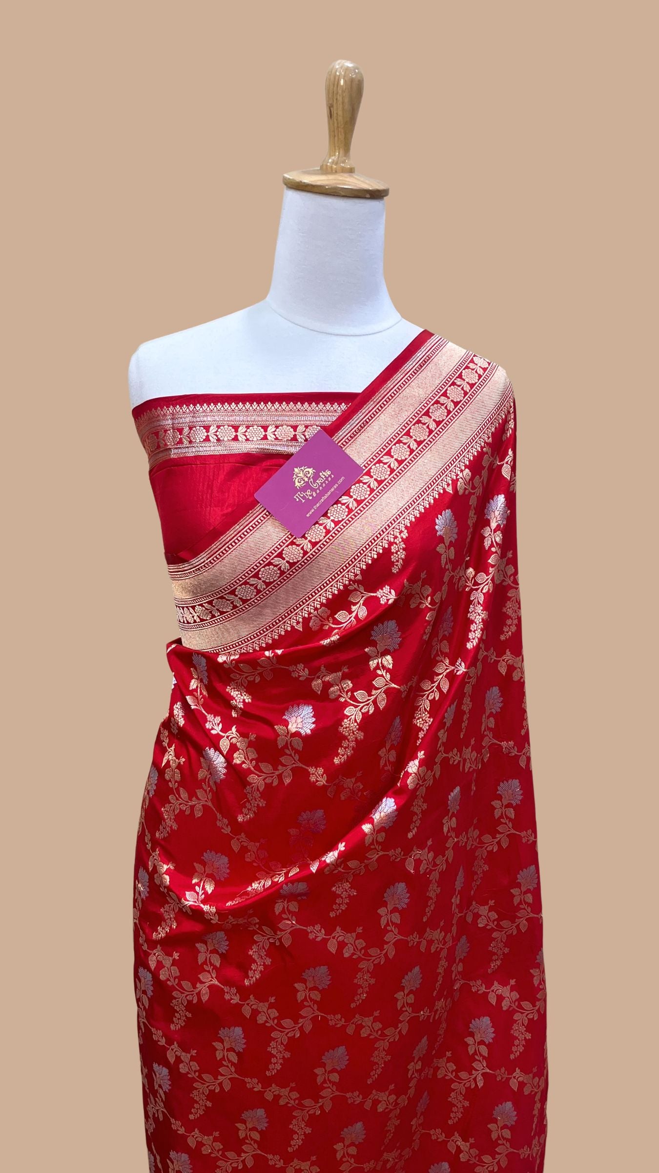 Pure Katan Silk Handloom Banarasi Saree - All over Sona Roopa Jaal work