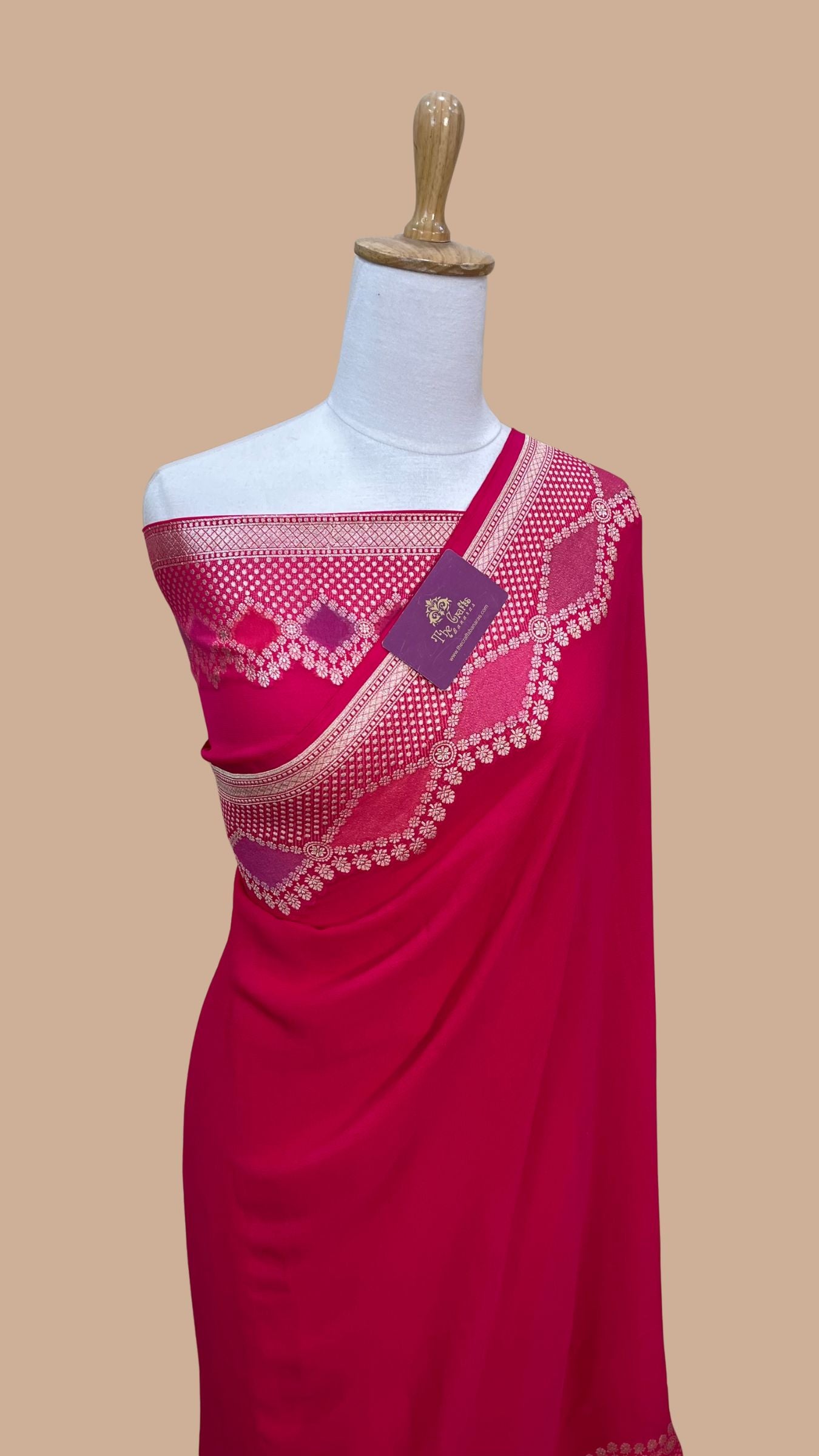 Khaddi Georgette Handloom Banarasi Saree - Water Zari