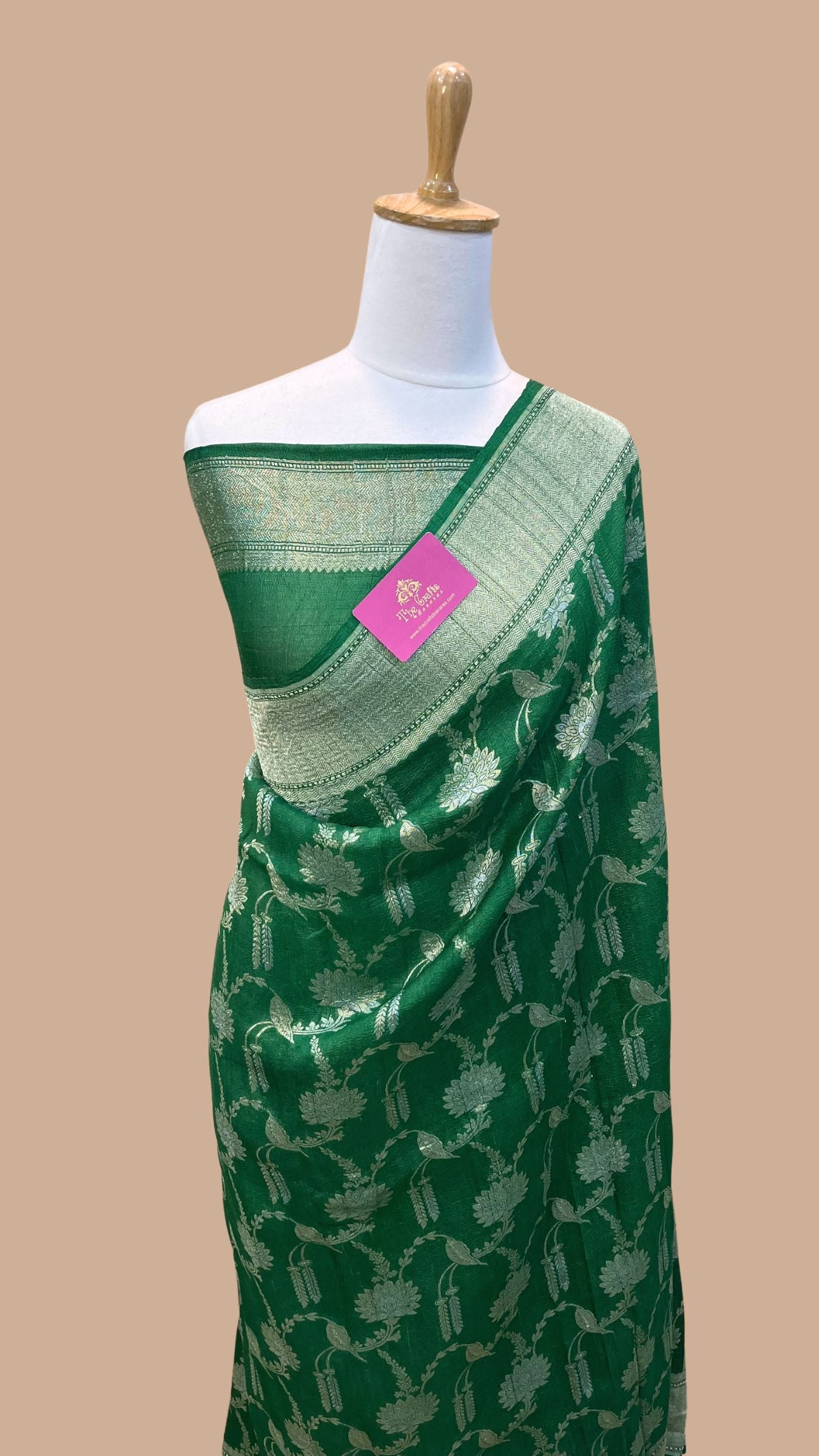Tussar Georgette Handloom Banarasi Saree - Jaal with Meenakari