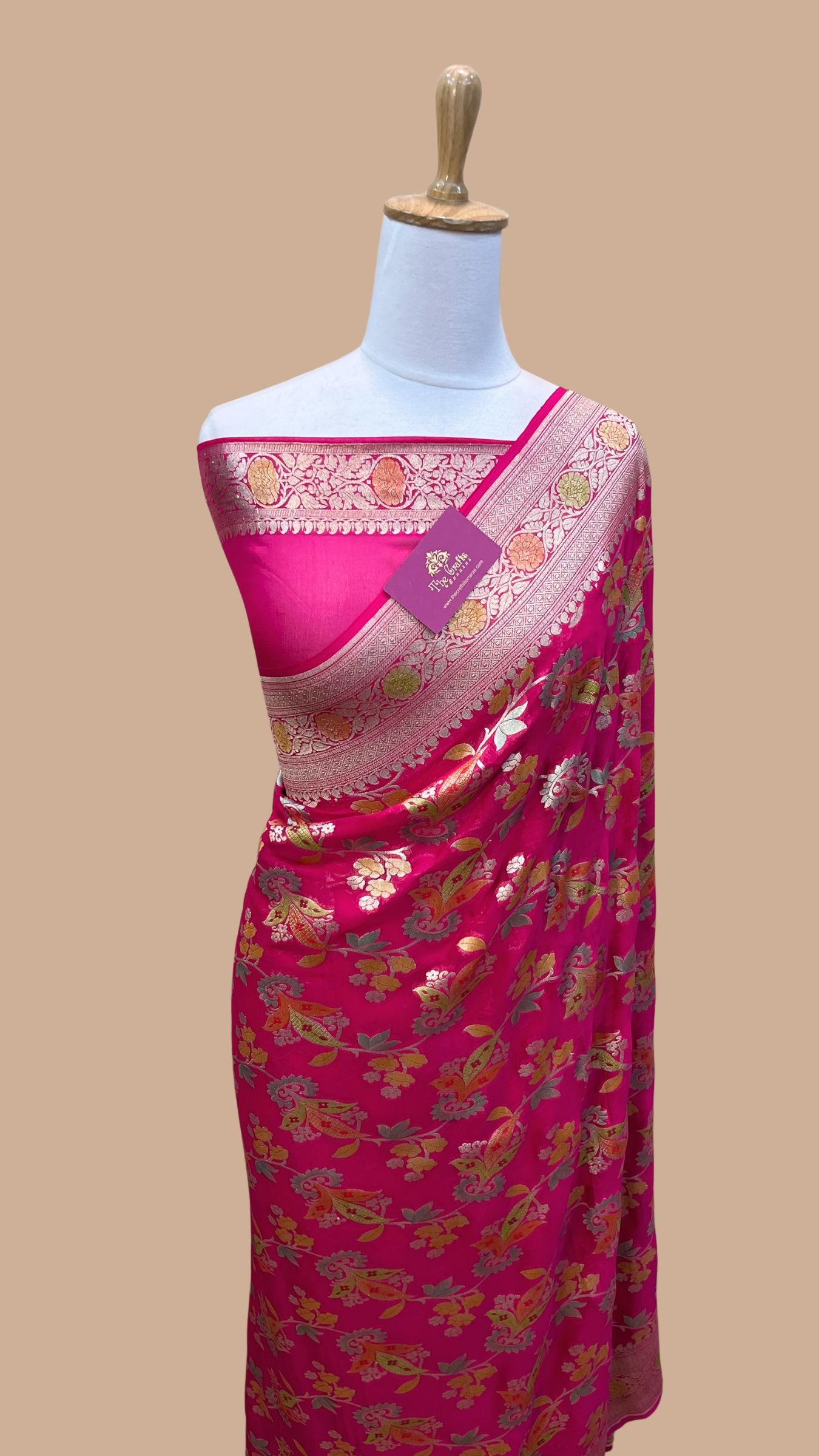 Khaddi Georgette Handloom Banarasi Saree - Water Zari